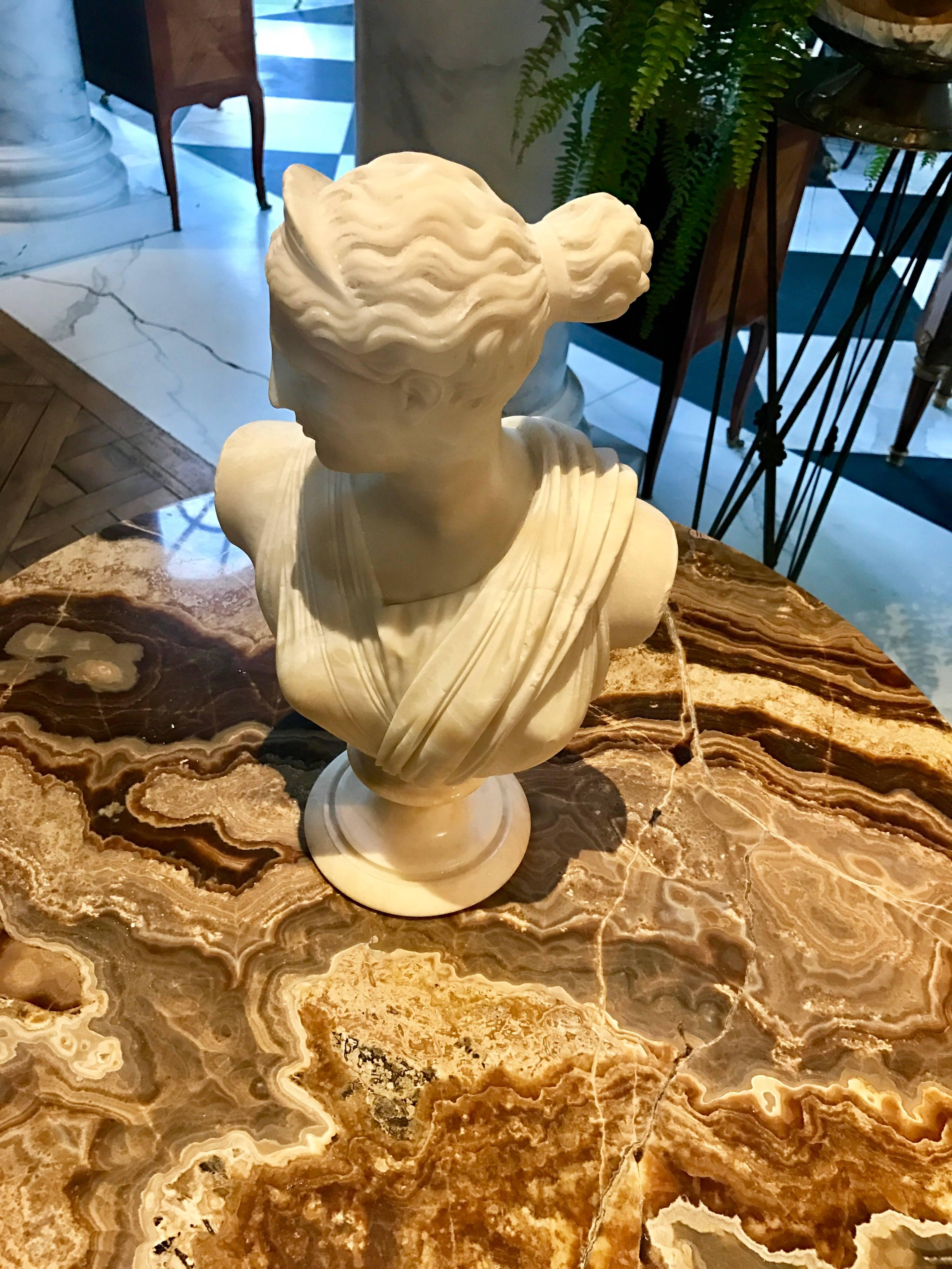 Hand-Carved Bust of Diana 