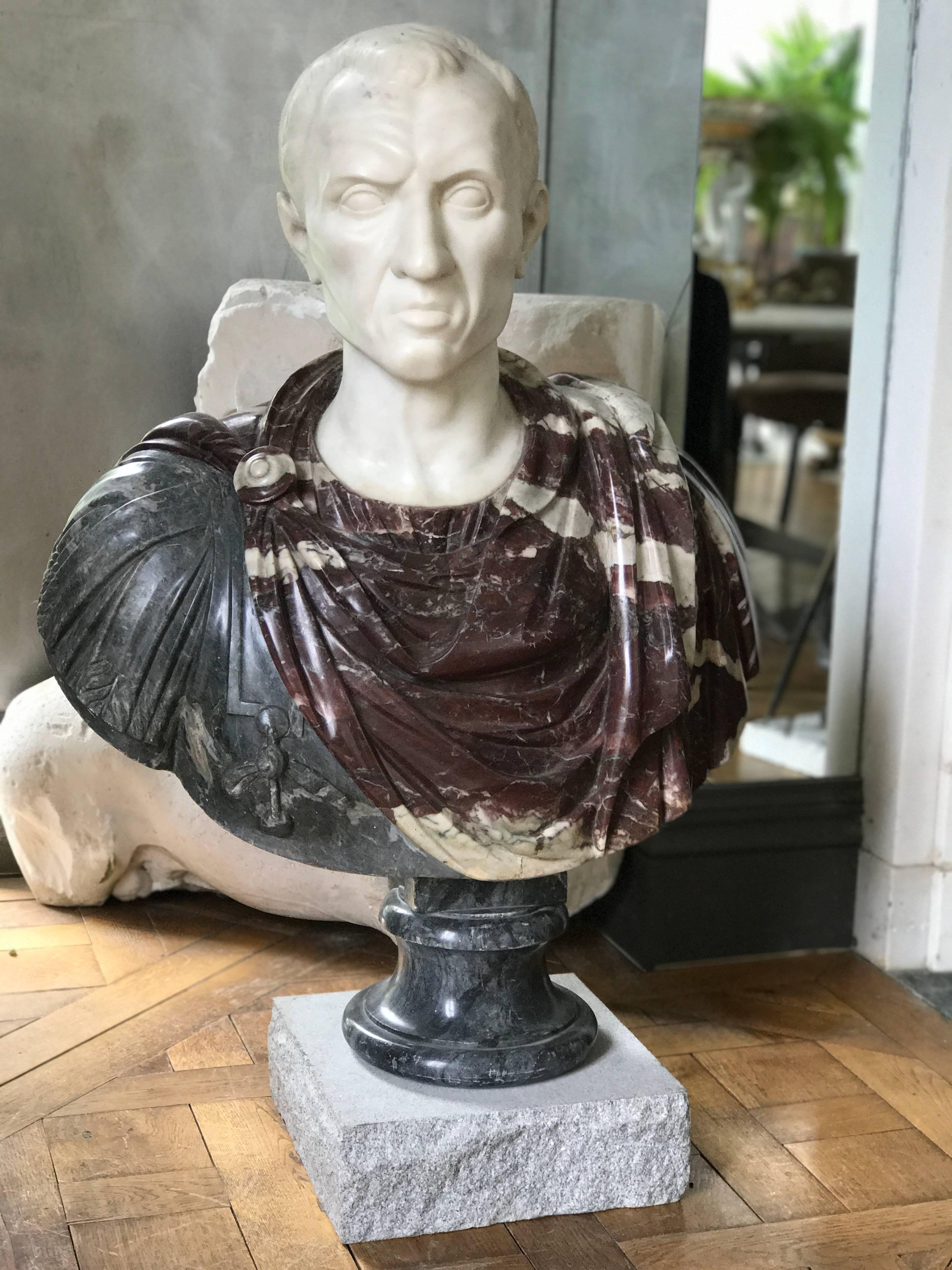 Marble Bust of Caesar In Excellent Condition For Sale In New Haven, CT