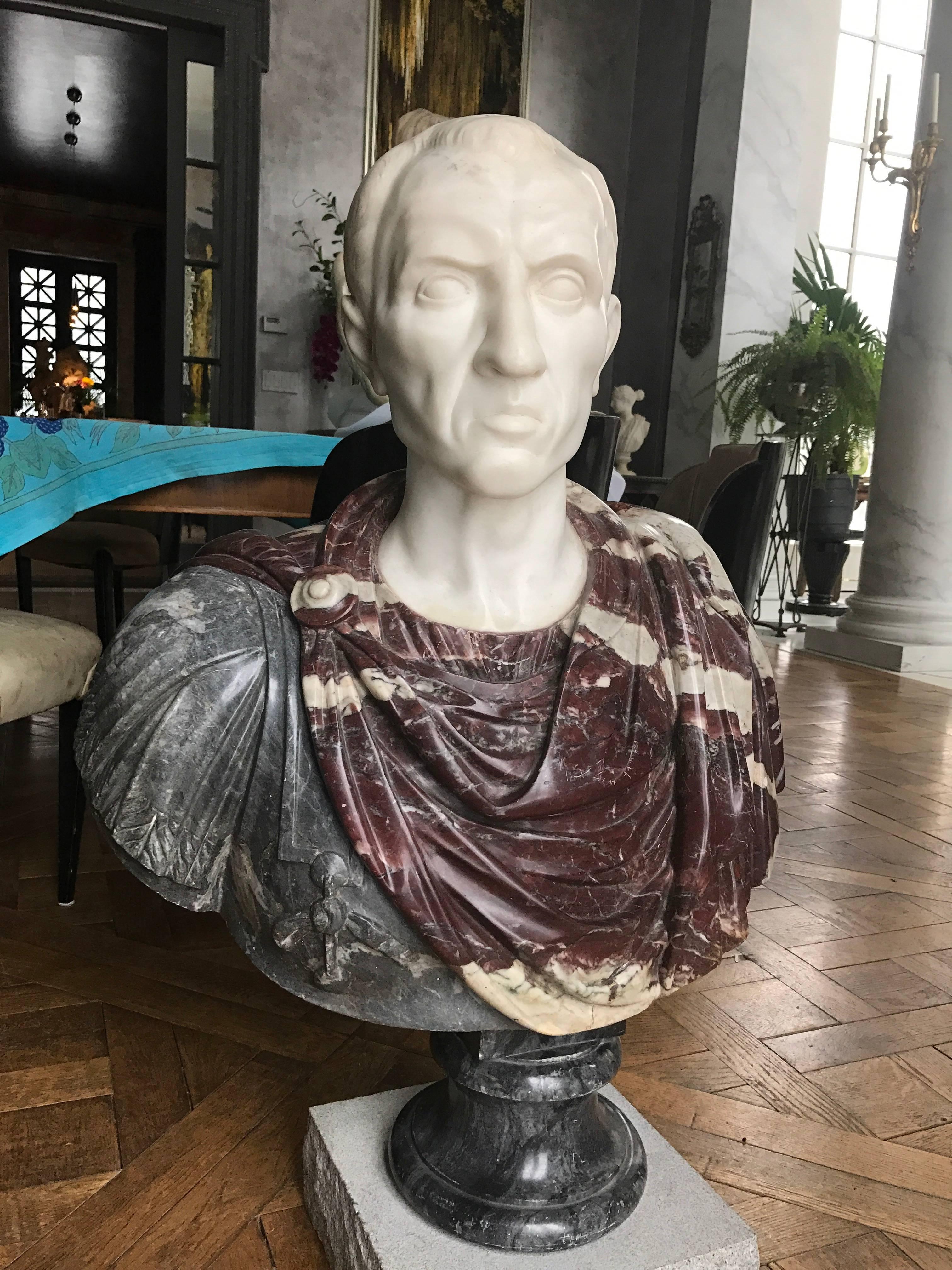 Classical Roman Marble Bust of Caesar For Sale