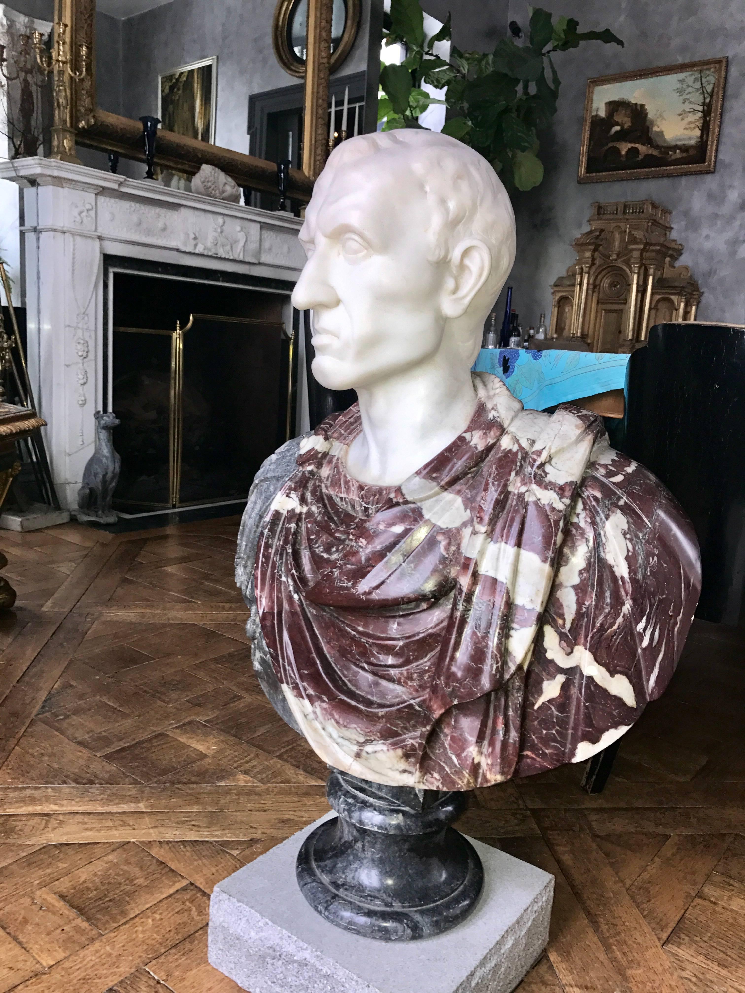 Italian Marble Bust of Caesar For Sale