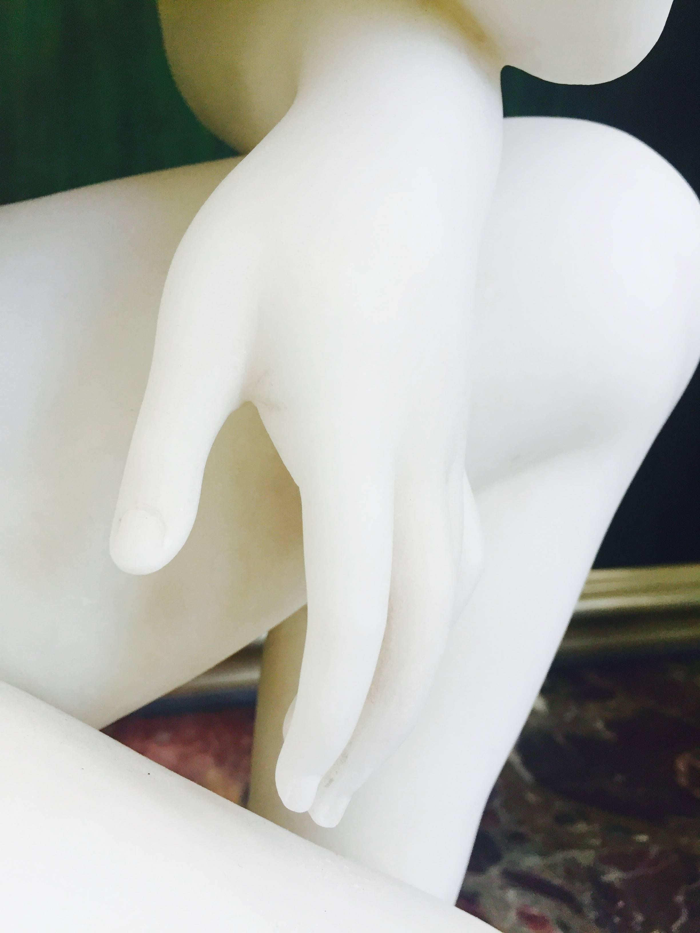 Italian White Marble Sculpture of Crouching Venus by Pietro Bazzanti