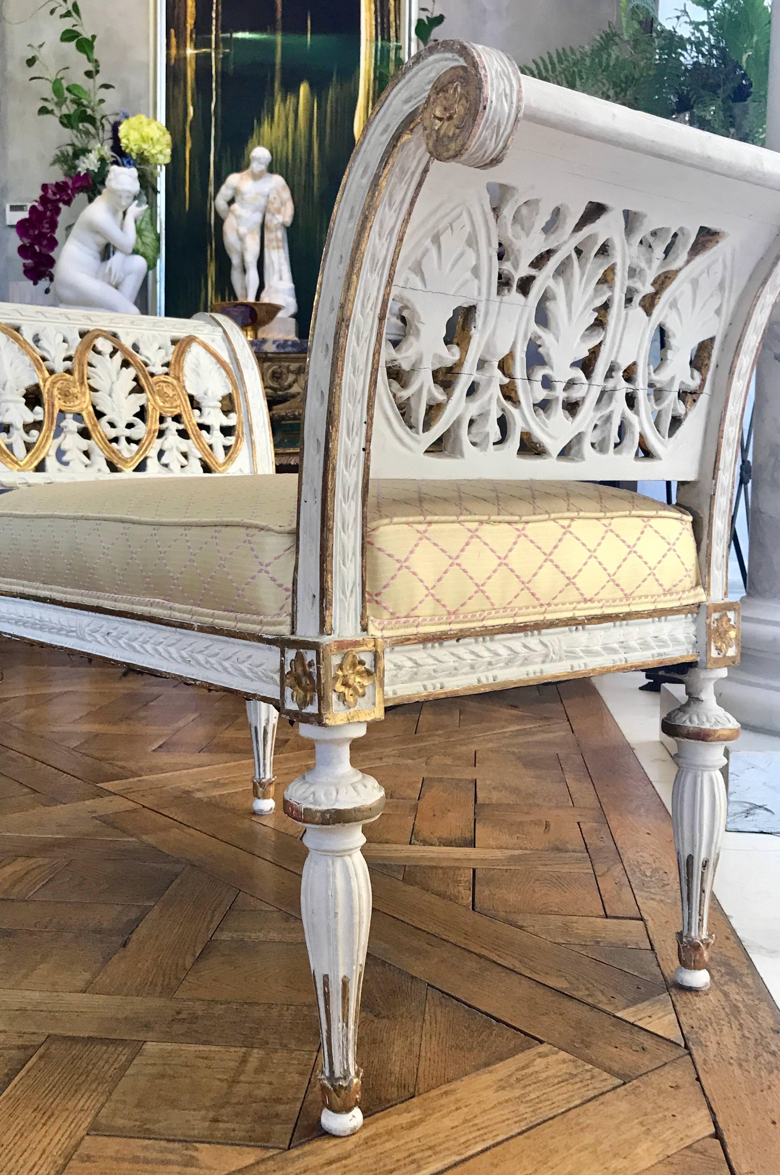 Hand-Carved Gustavian Bench or Window seat, 1790