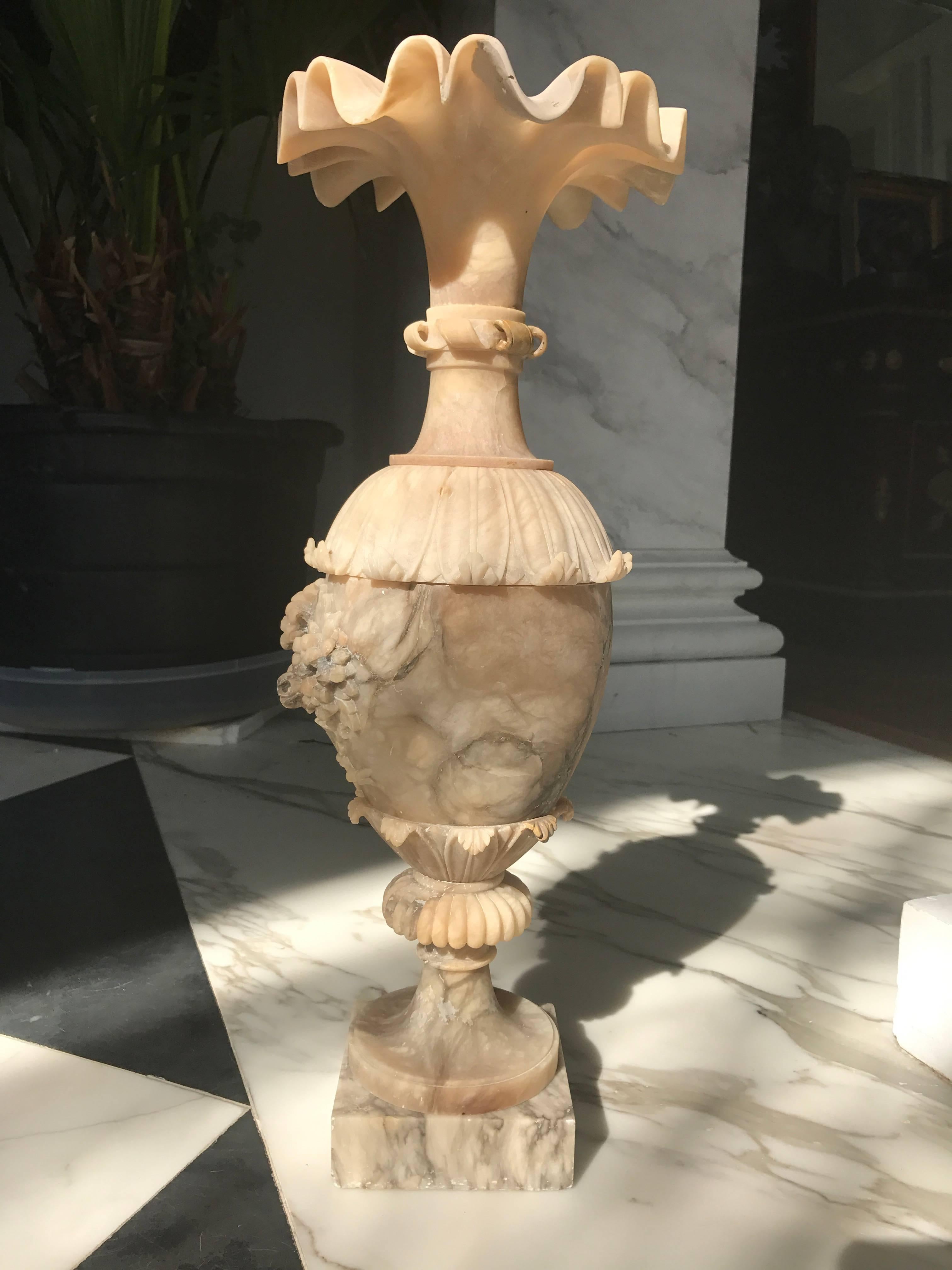 Neoclassical Tall Alabaster Vase