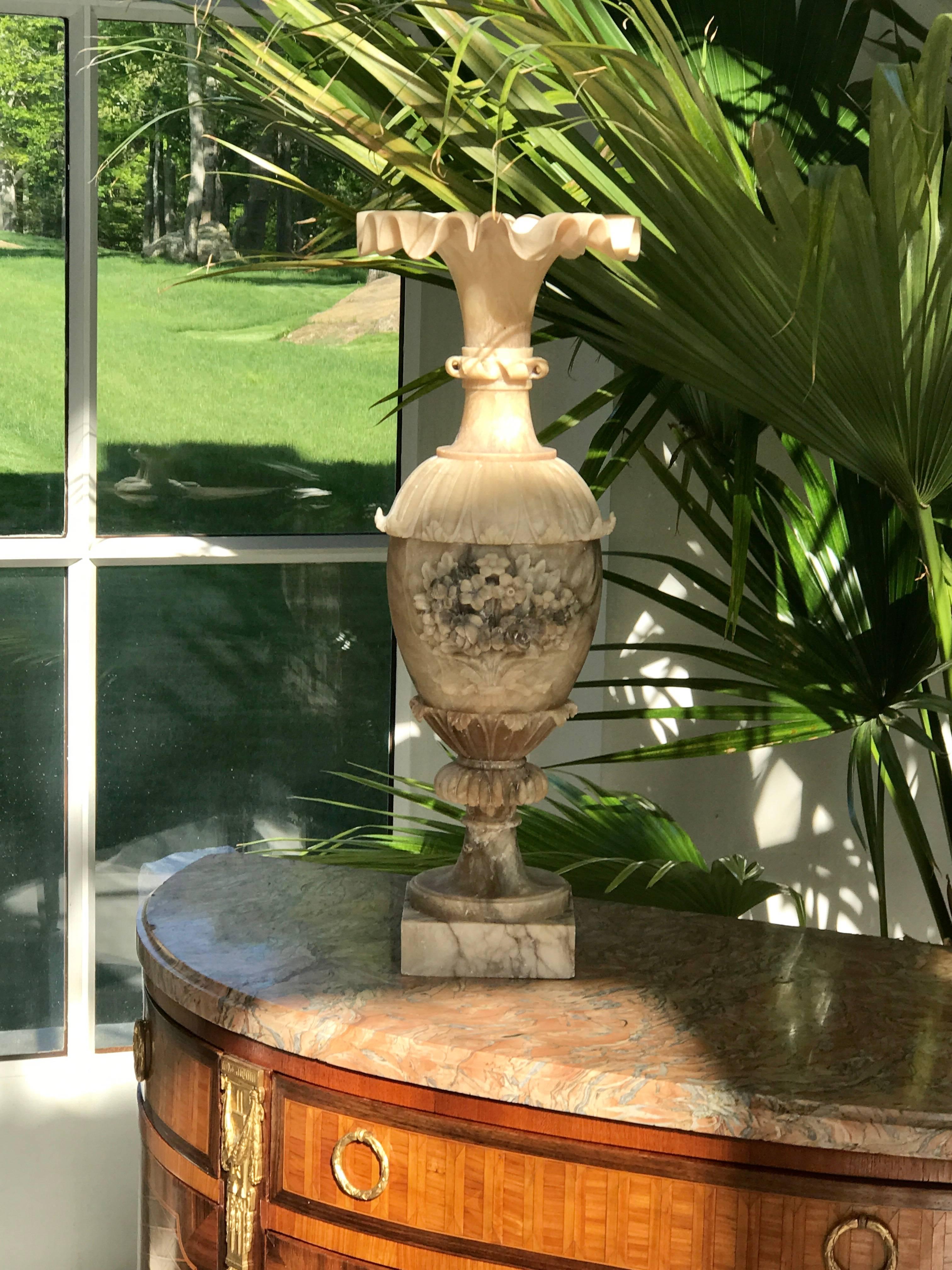 Italian Tall Alabaster Vase