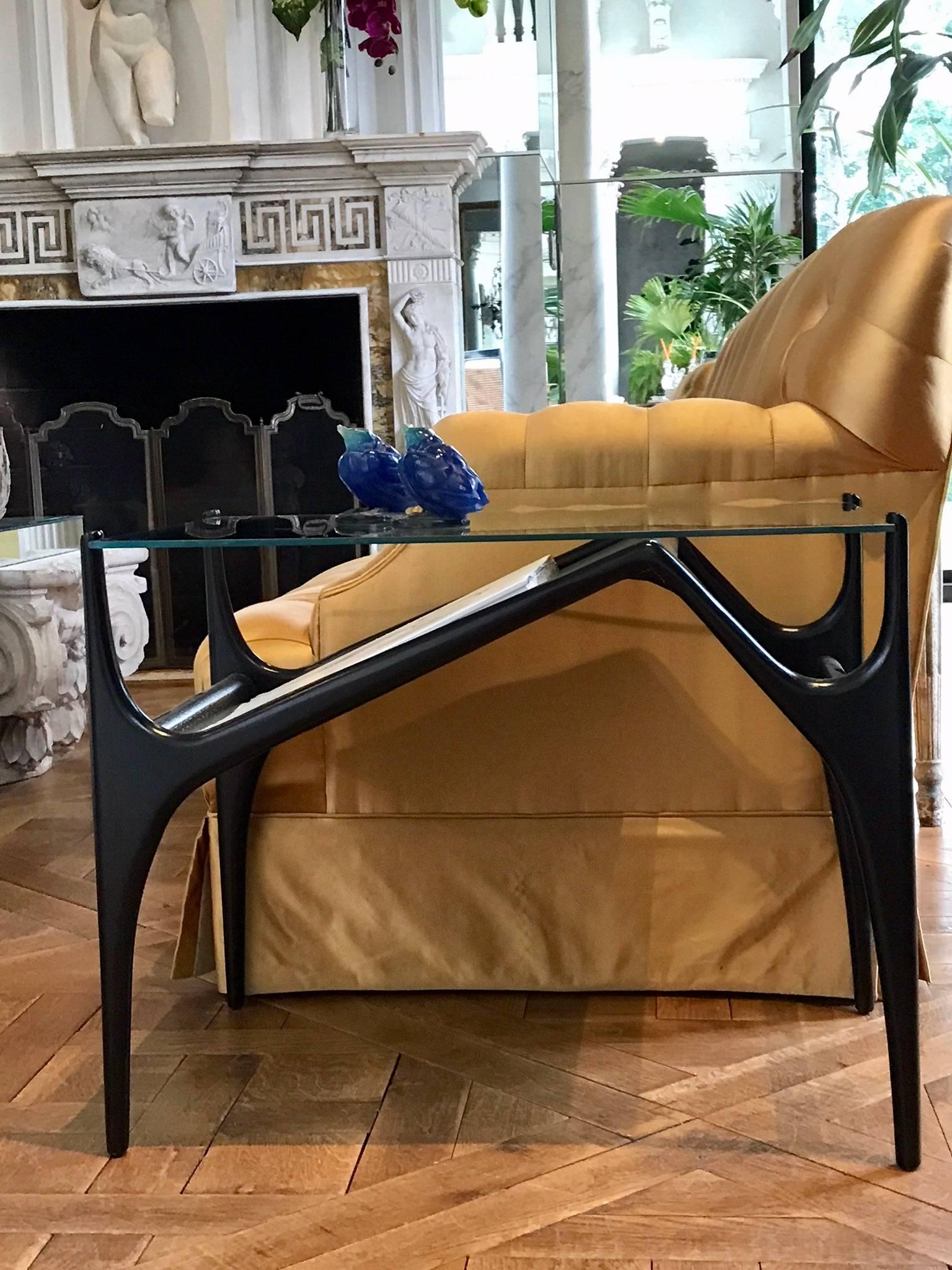 Ebonized Pair of Bed Side Tables 