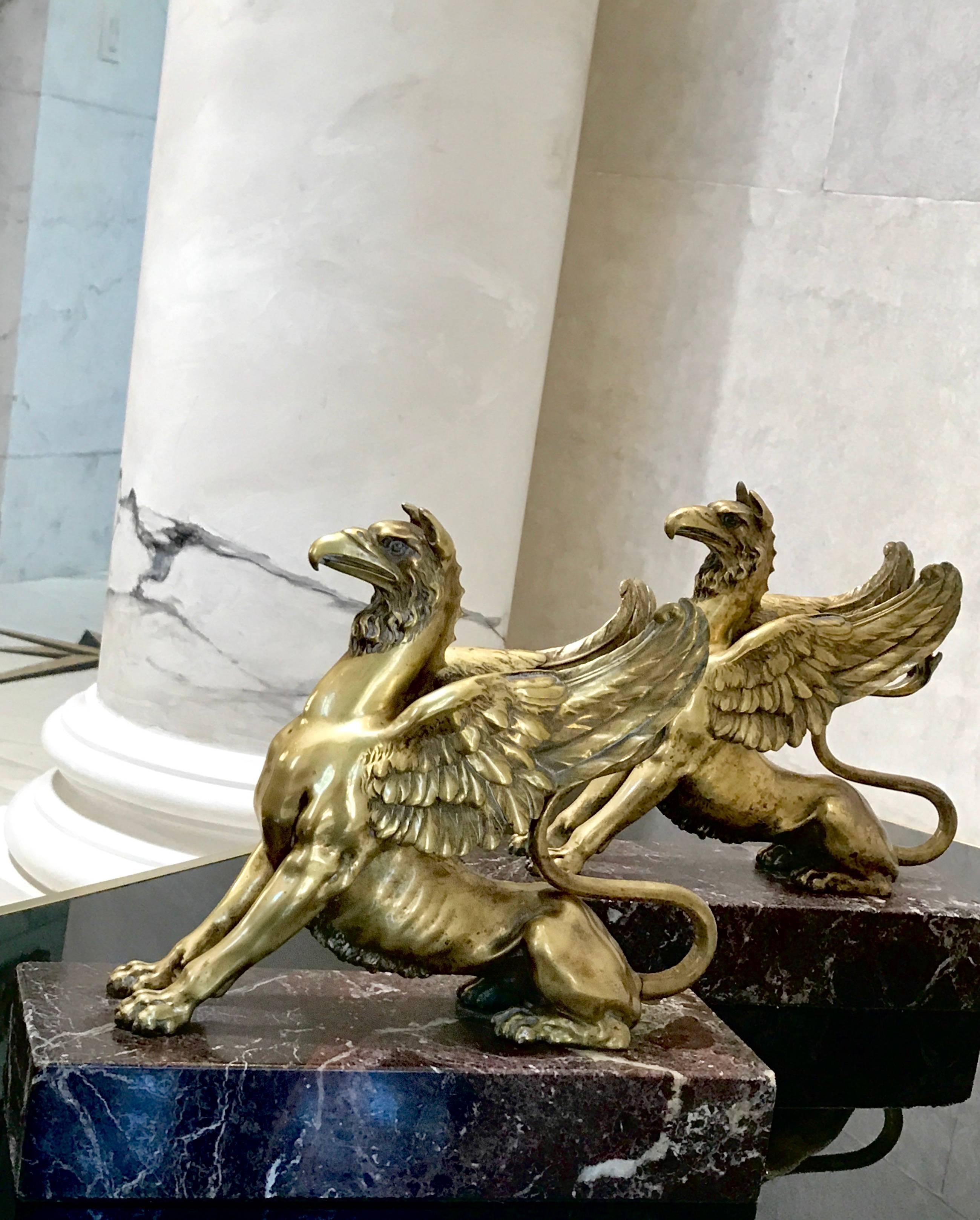Pair of Regency Bronze Griffins 1
