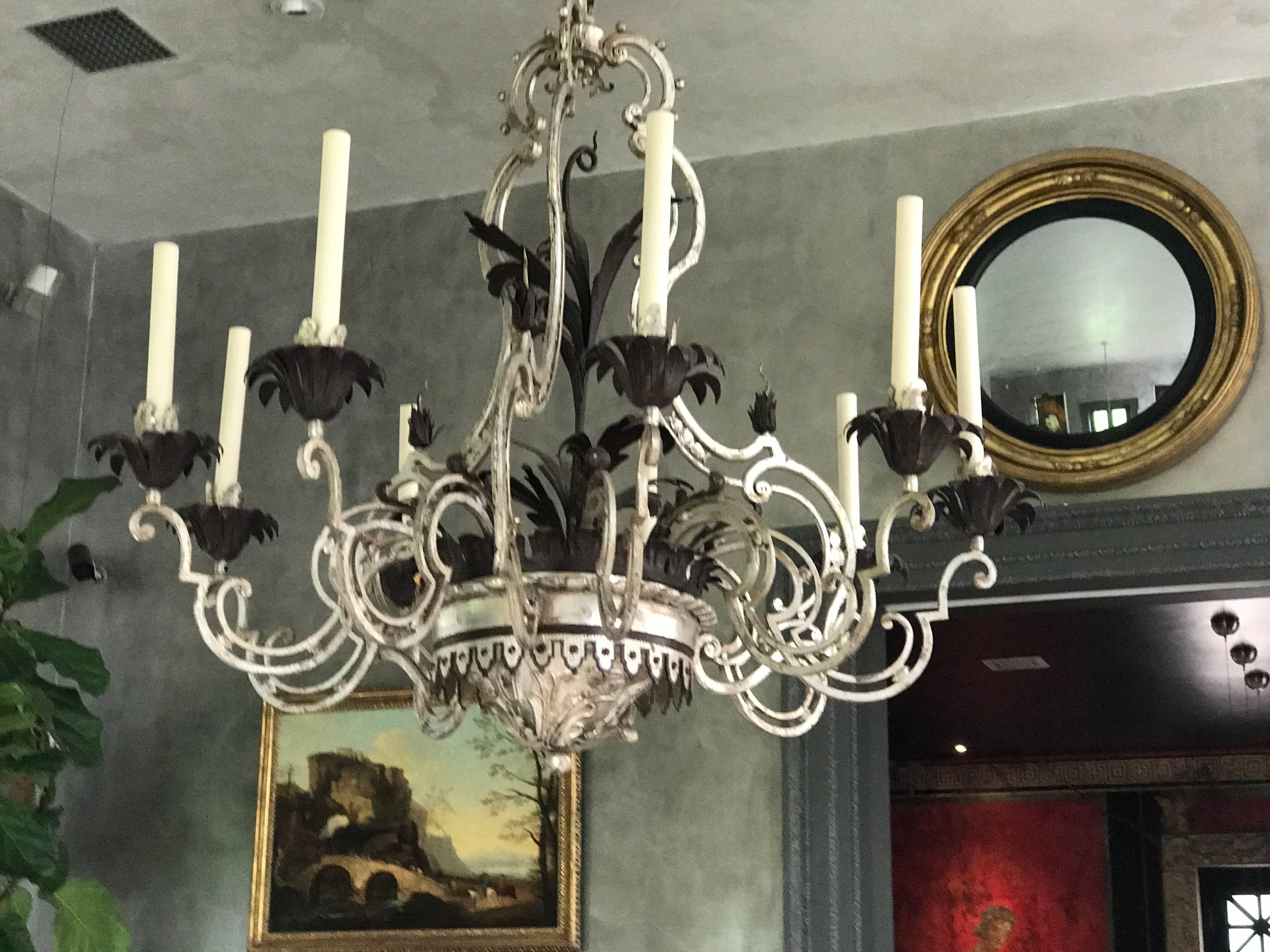 Louis XV Hand Wrought Iron Chandelier For Sale