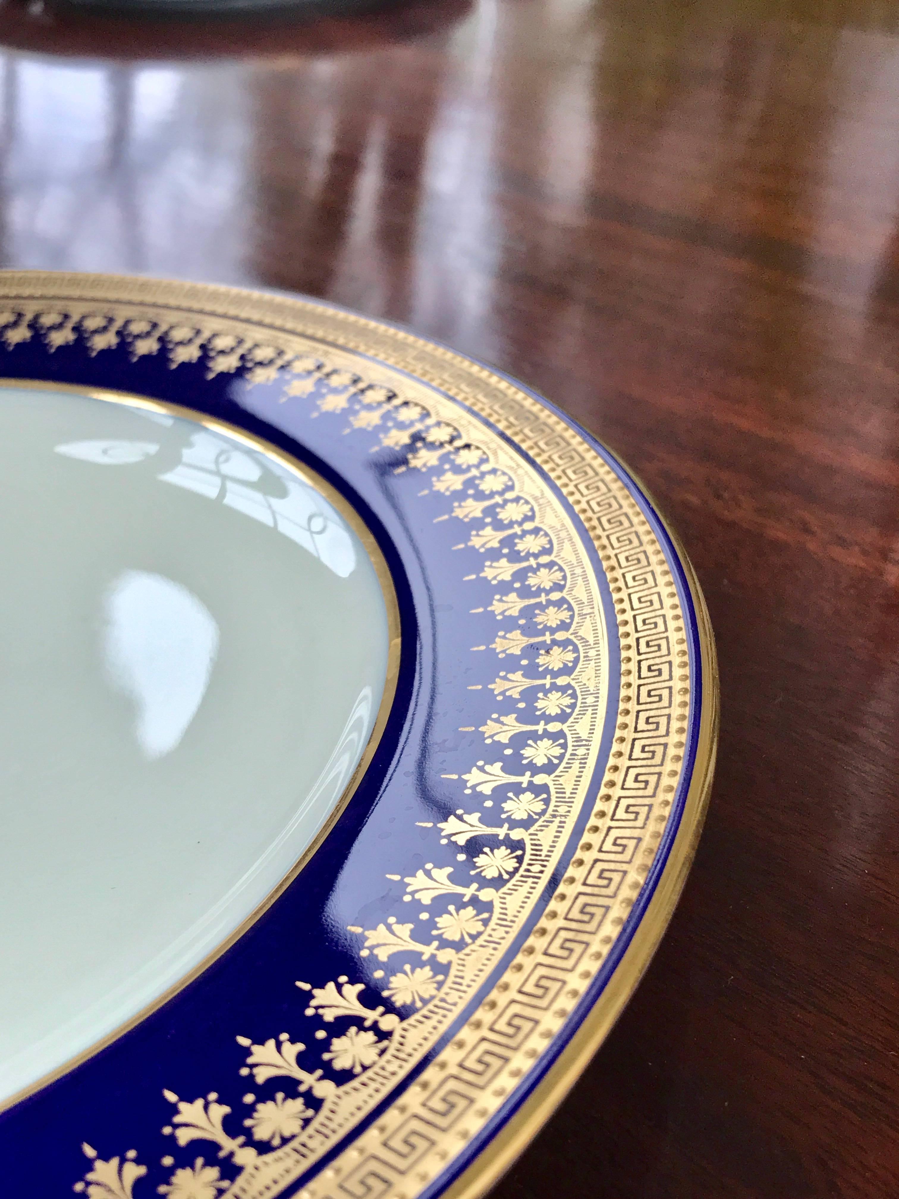 Neoclassical Cobalt Blue Dinner Plates