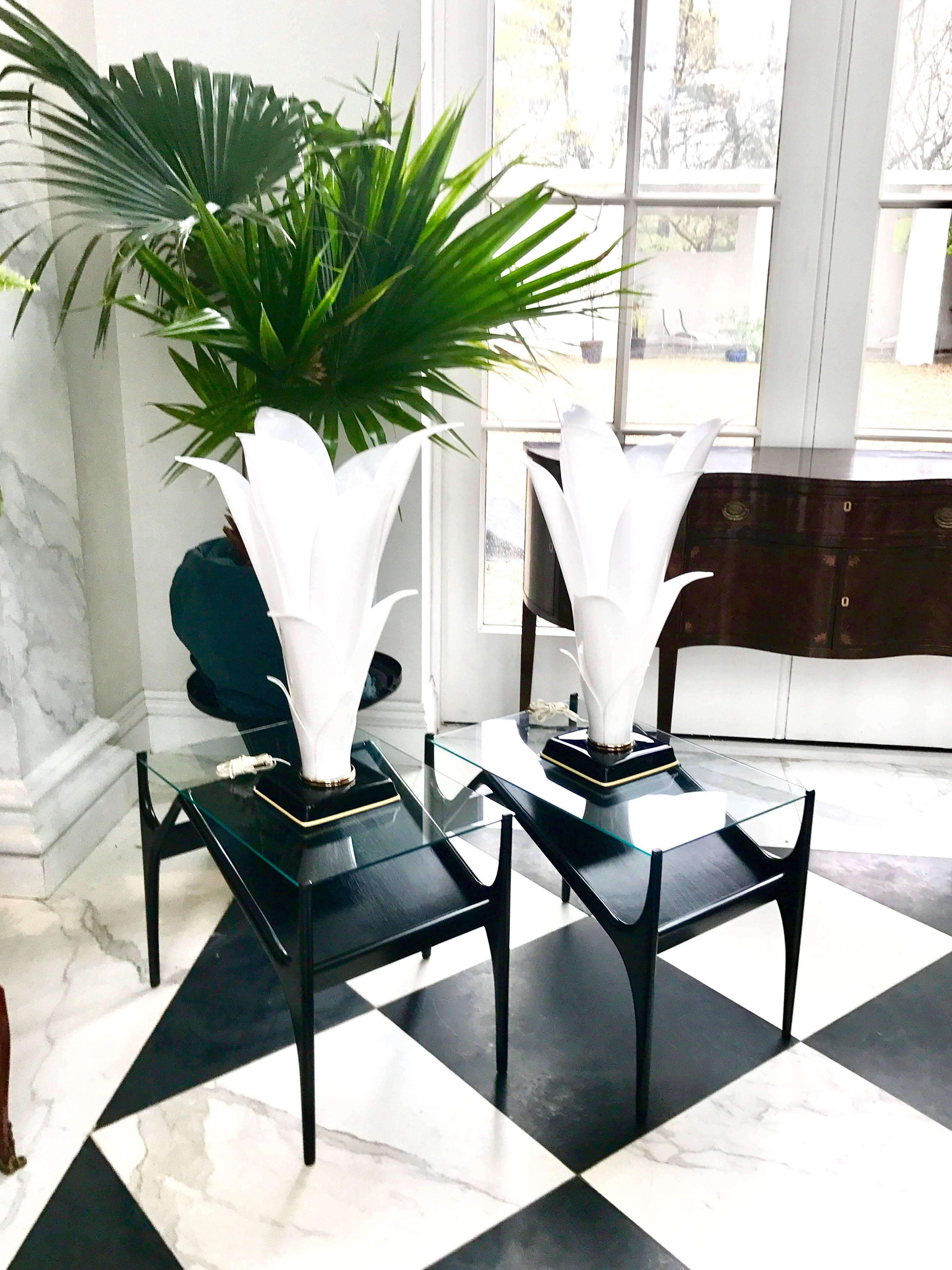 Paire de lampes en forme de palmier de Rougier Bon état - En vente à New Haven, CT