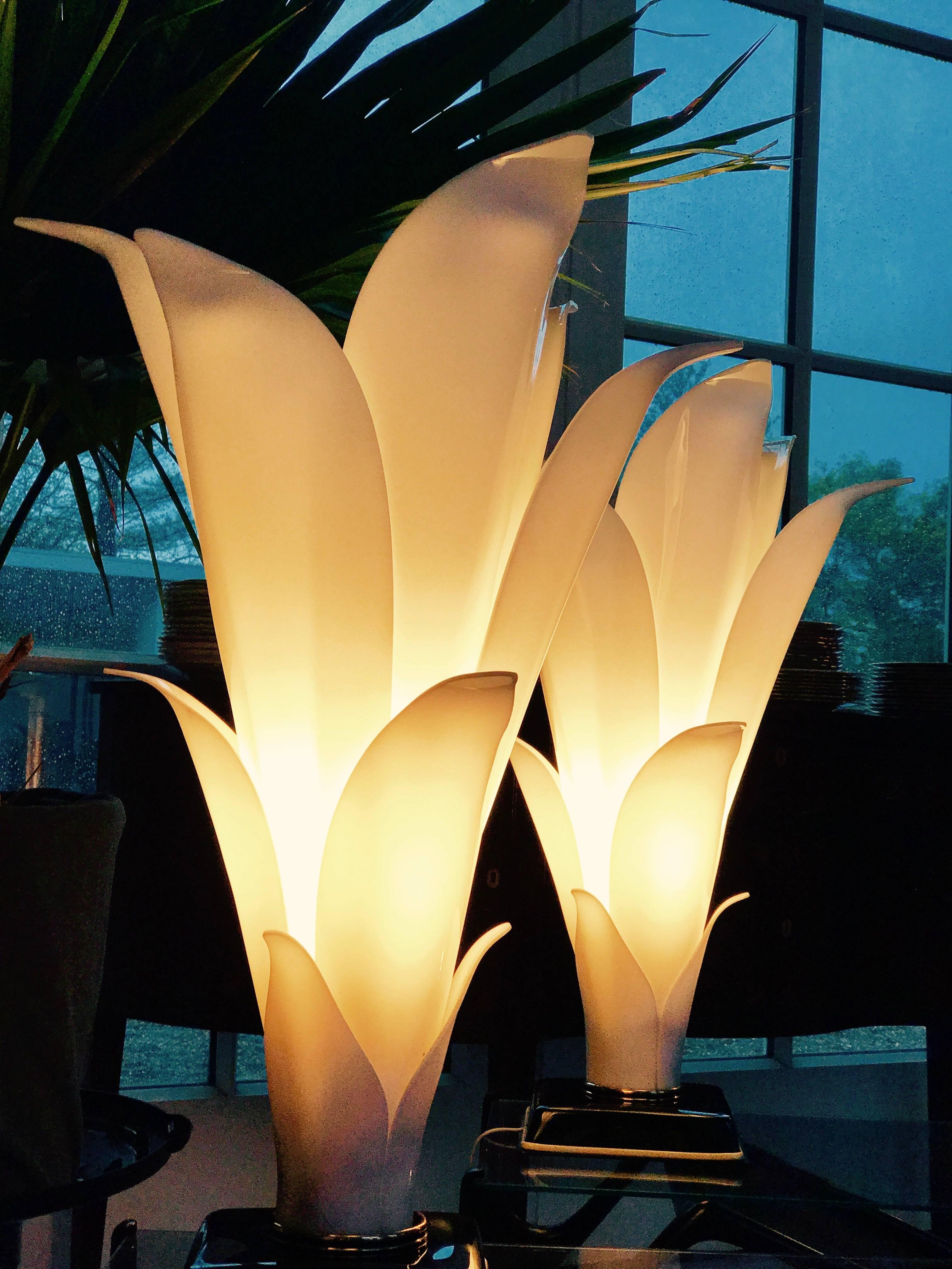 Fin du 20e siècle Paire de lampes en forme de palmier de Rougier en vente