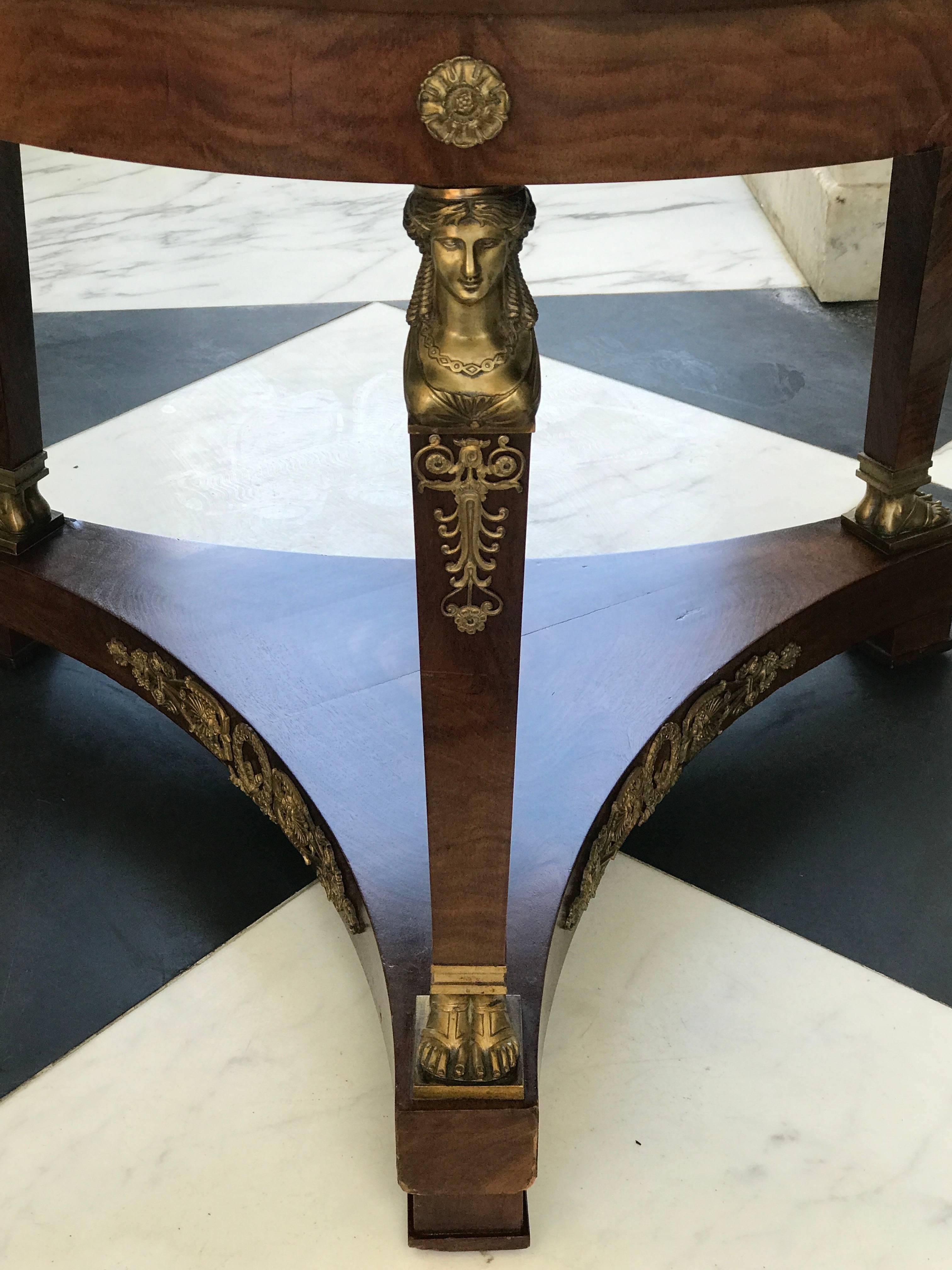 Mid-19th Century Empire Marble Top Center Table