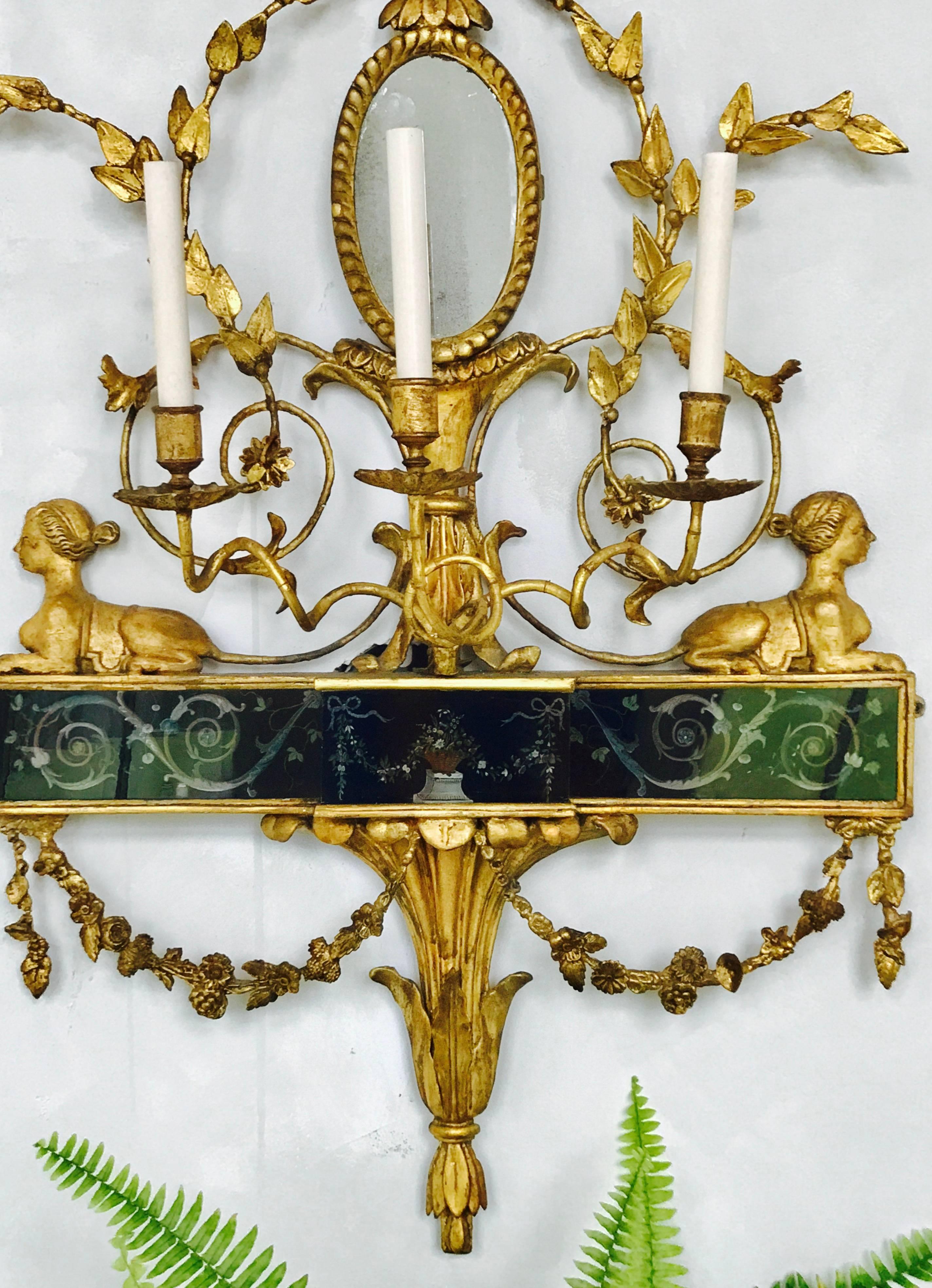 Late 18th Century John Linnell Attributed Wall Sconces Neoclassical Style For Sale