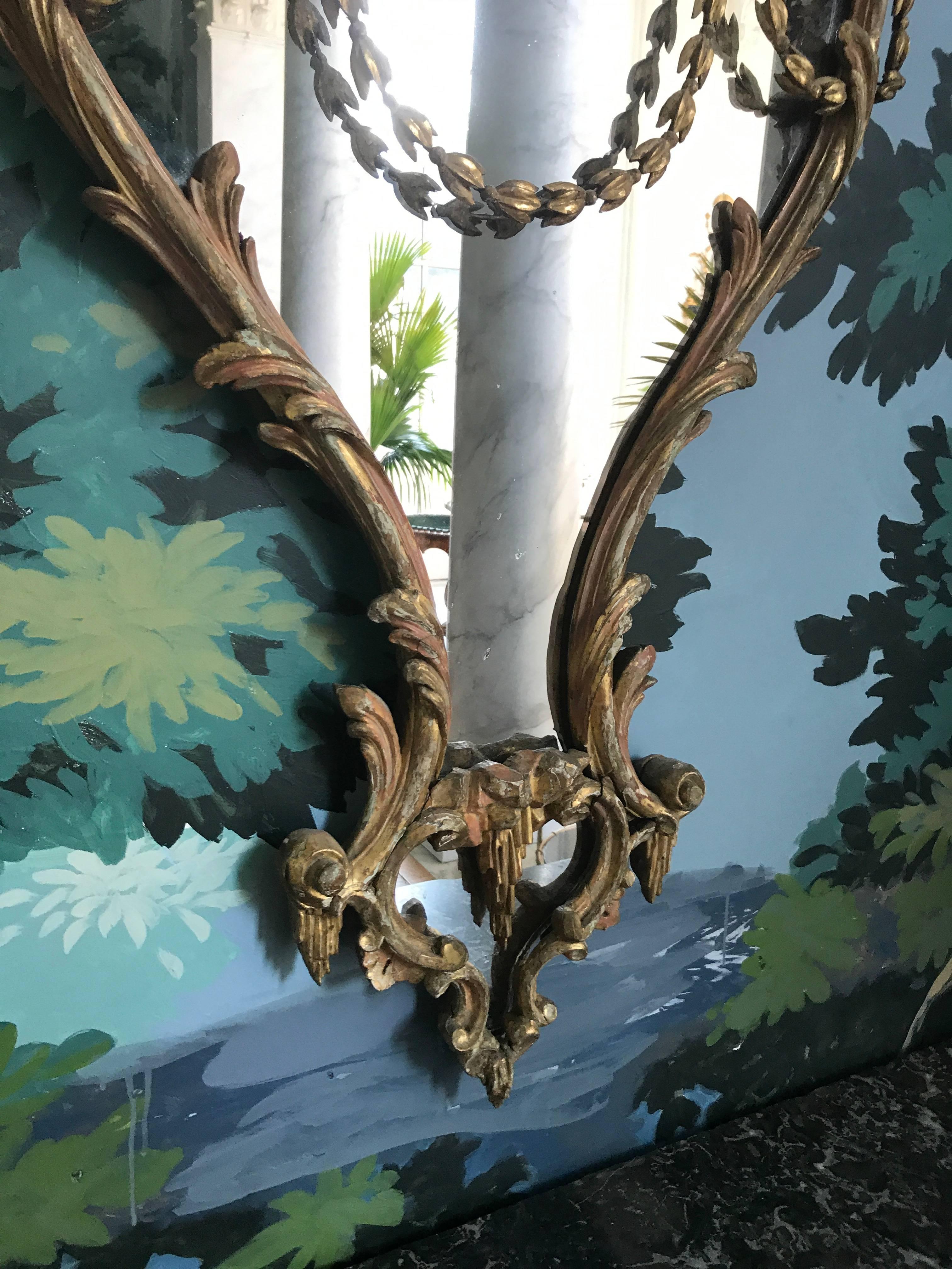 Giltwood A Gilt Wall Mirror Chippendale Style  For Sale