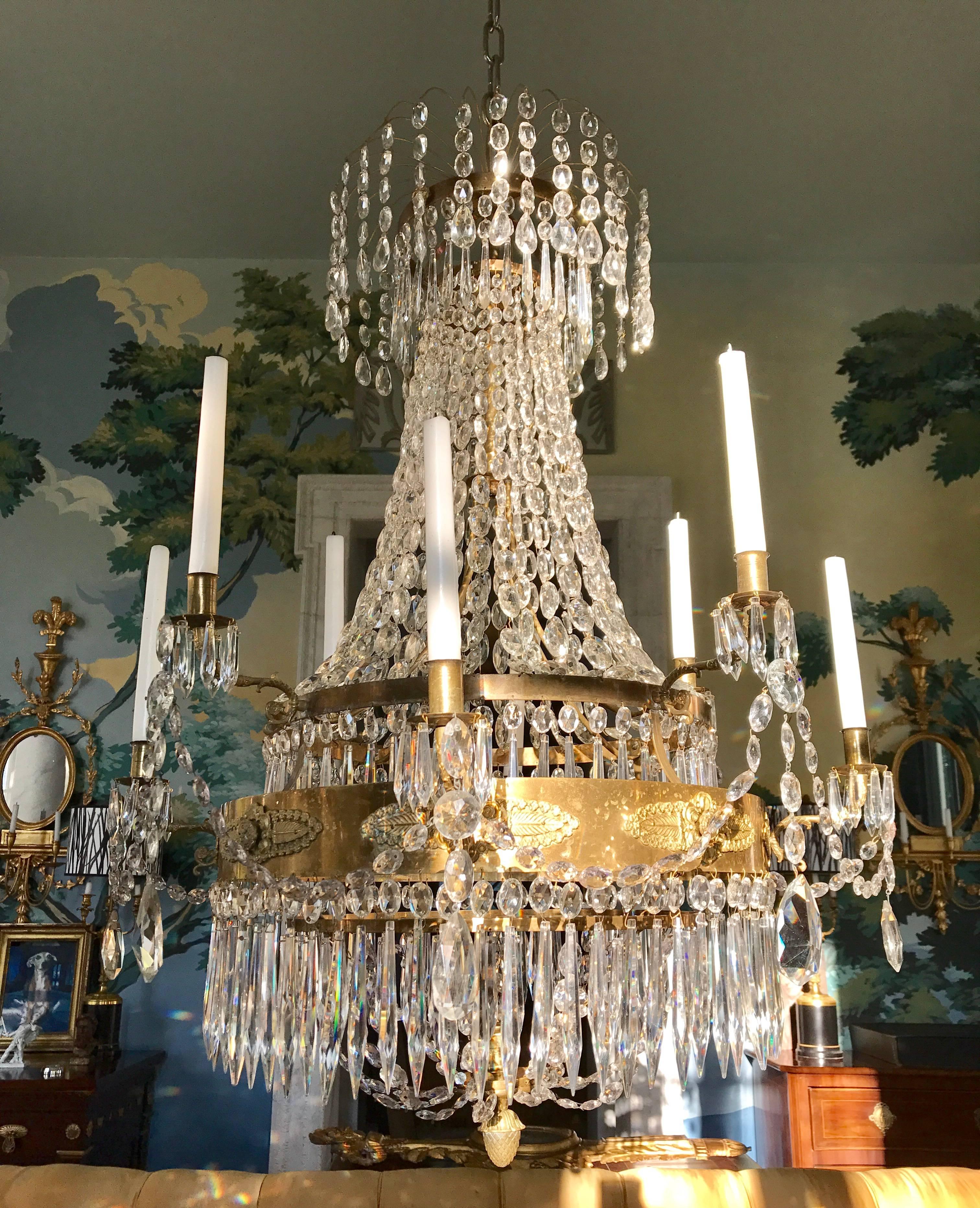Empire Crystal Chandelier In Good Condition In New Haven, CT