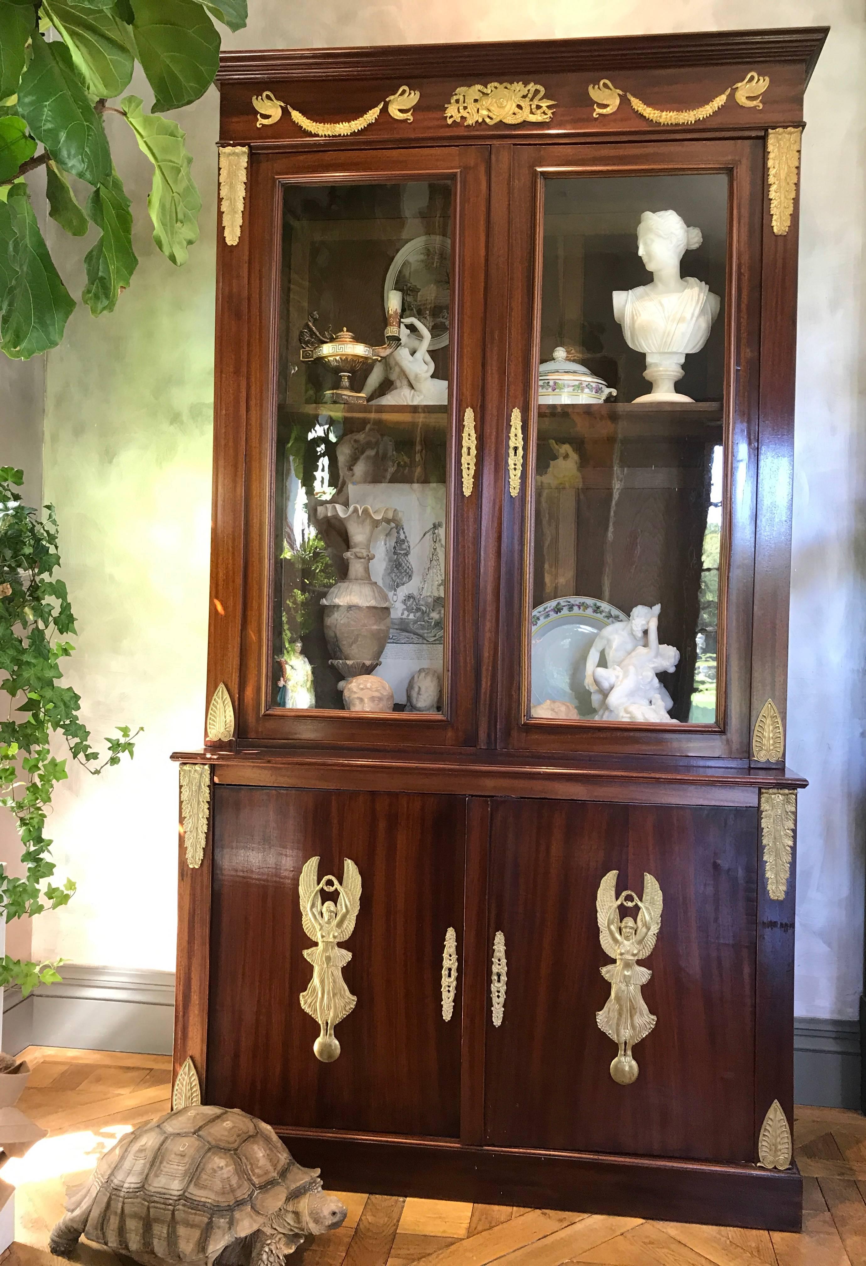 Hand-Carved Neoclassical Mahogany  Empire Bookcases For Sale