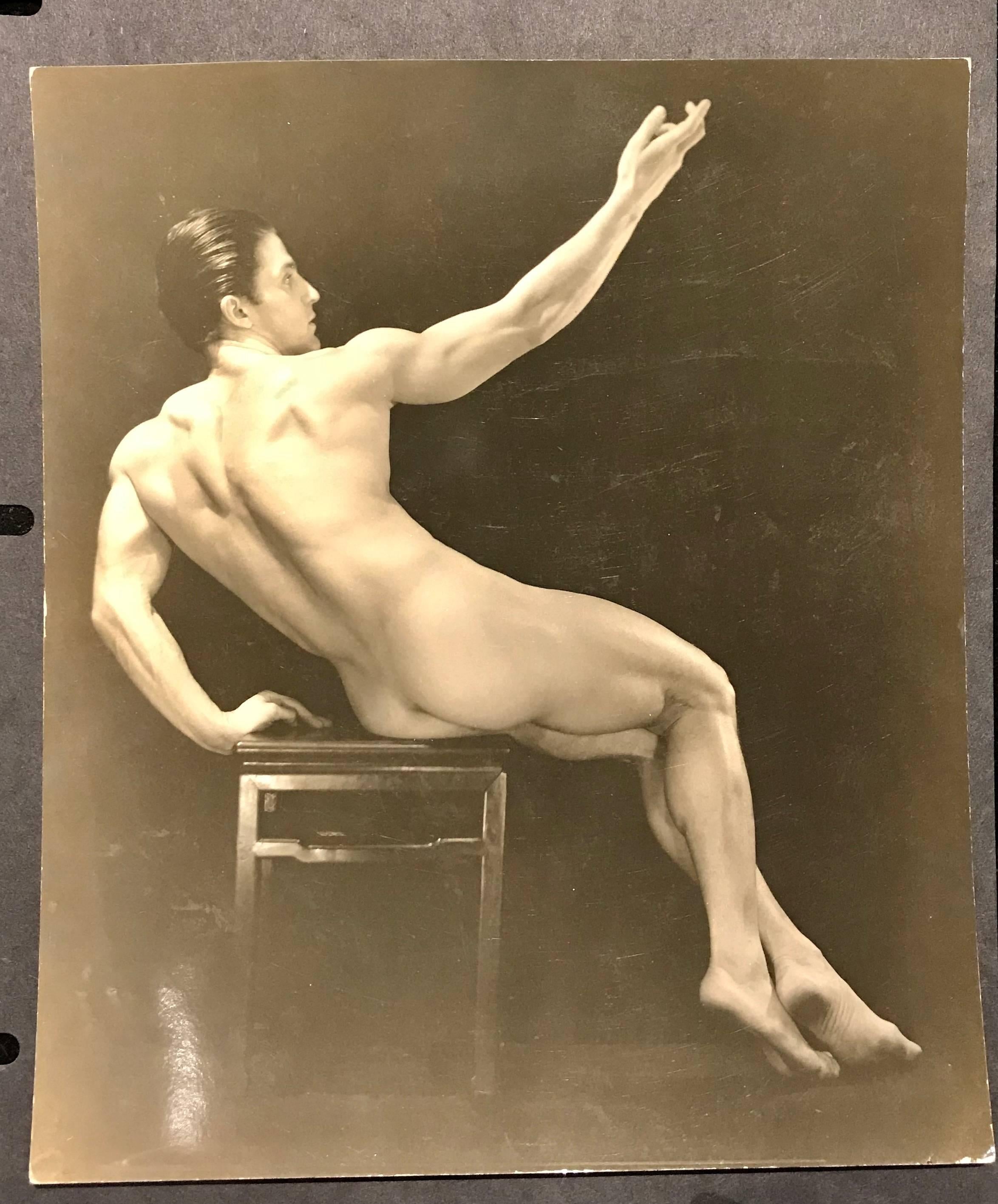An Original Edwin Townsend Silver Print of Male Nude, circa 1920. 