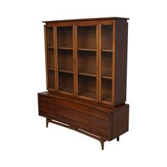 Vintage 4th OF JULY SALE! American Modern Walnut Cabinet with Lighting - ON SALE 