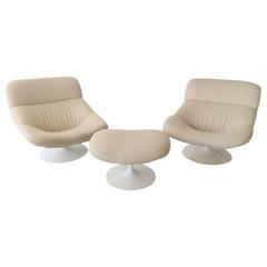Pair of Geoffrey Harcourt Lounge Chairs and Ottoman - ON SALE