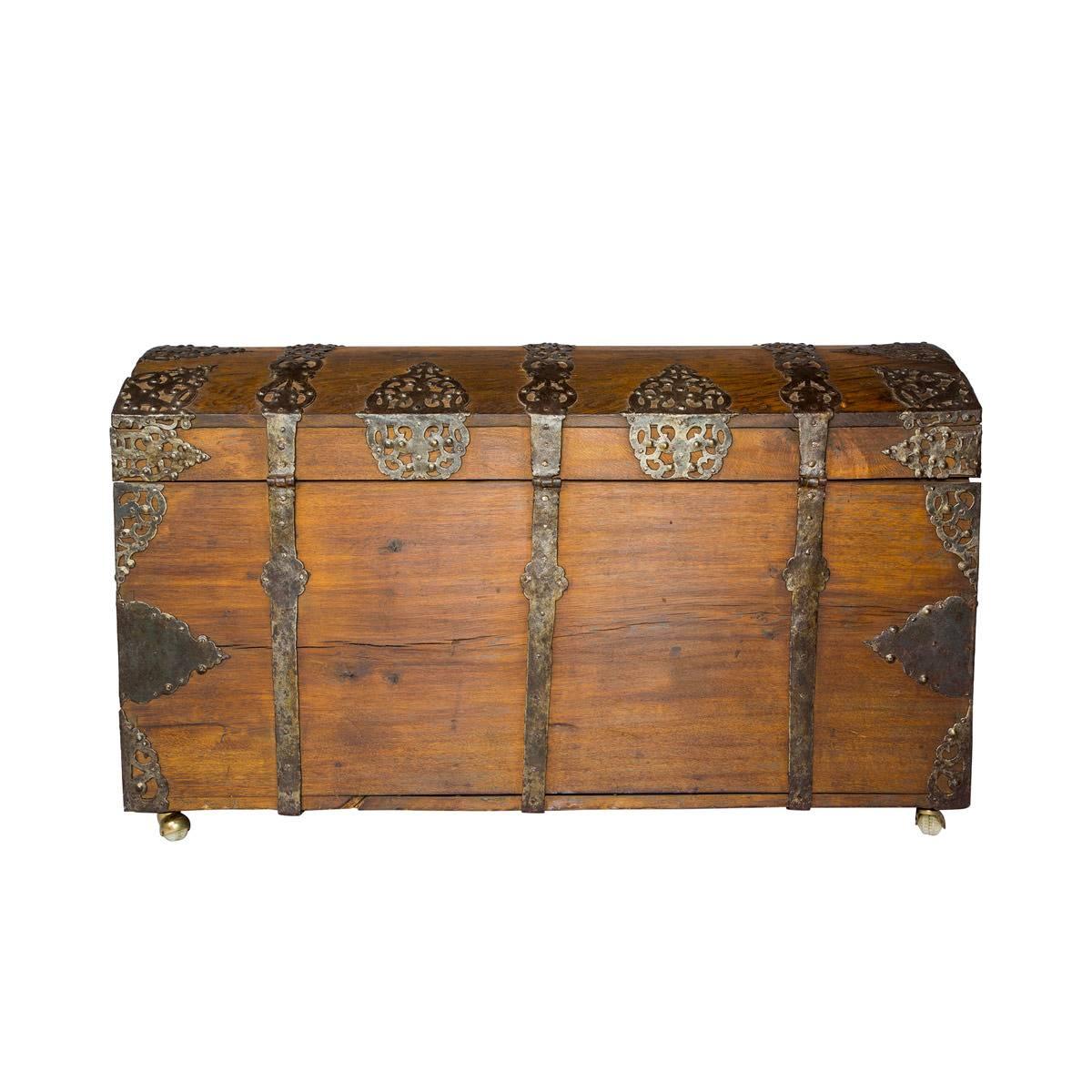 Monumental Danish Oak and Iron Chest Trunk 1