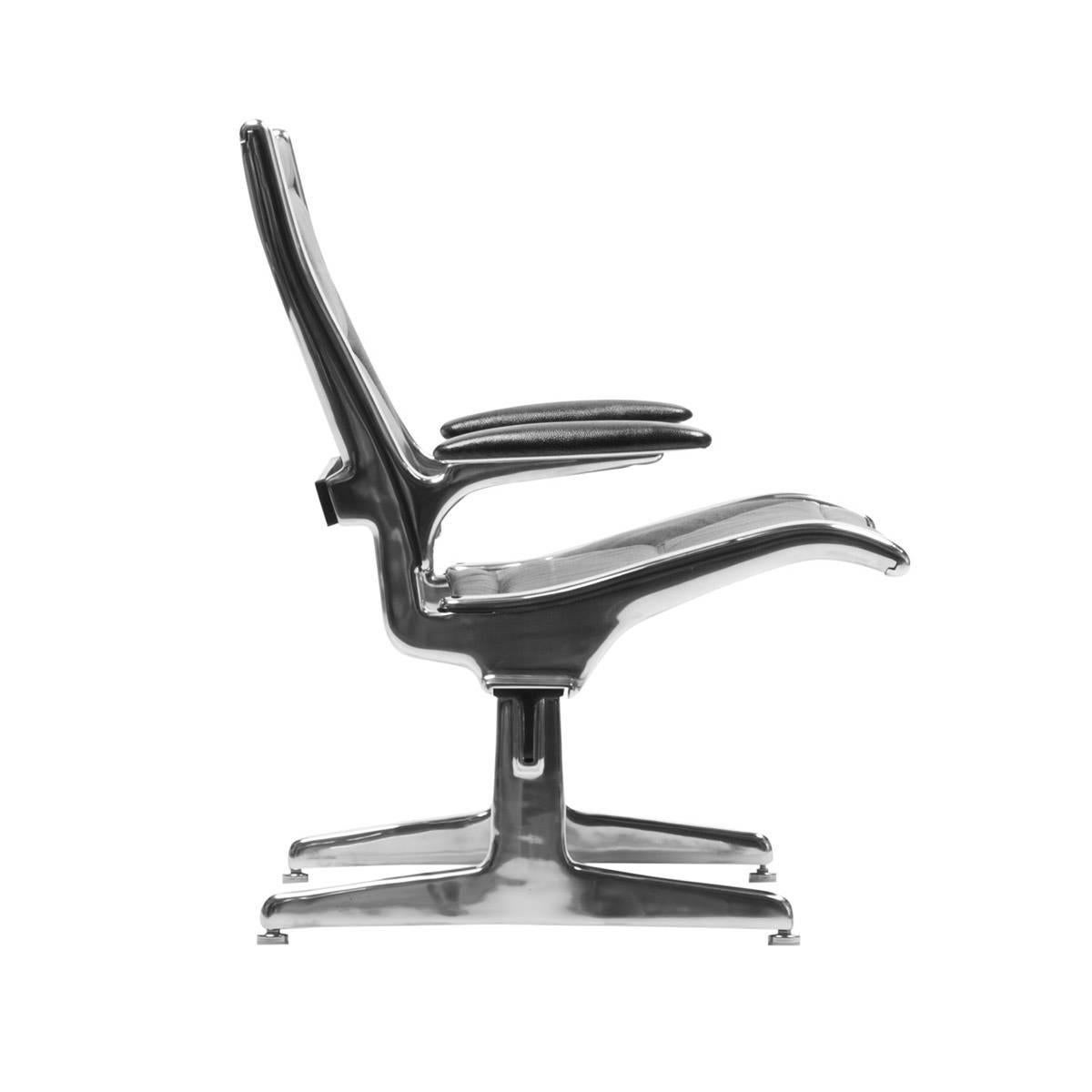 Eames for Herman Miller Tandem Sling Airport Chair aus schwarzem Edelman-Leder (Moderne der Mitte des Jahrhunderts)