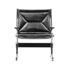Eames for Herman Miller Tandem Sling Airport Chair in Black Edelman Leather