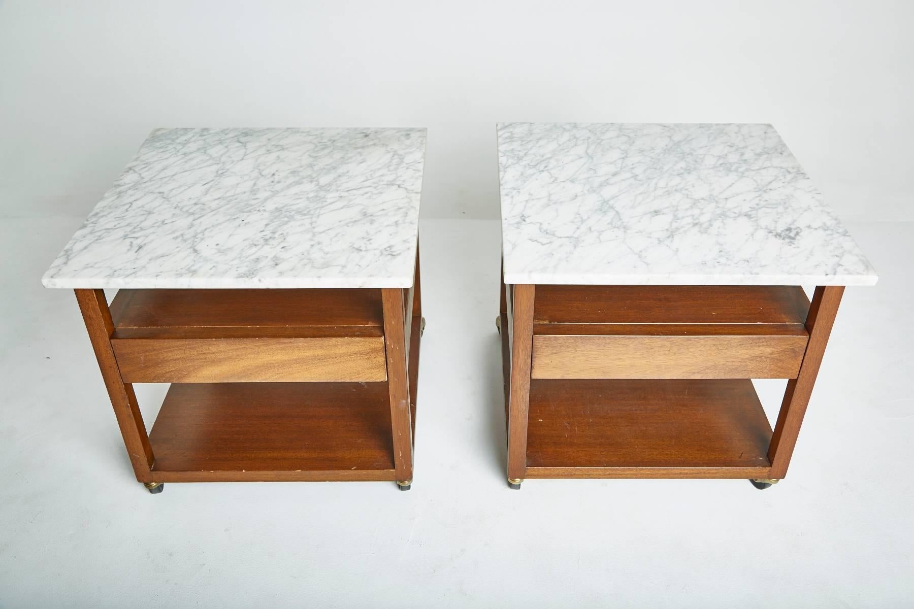 American Harvey Probber Marble Side Tables, Circa 1950s 