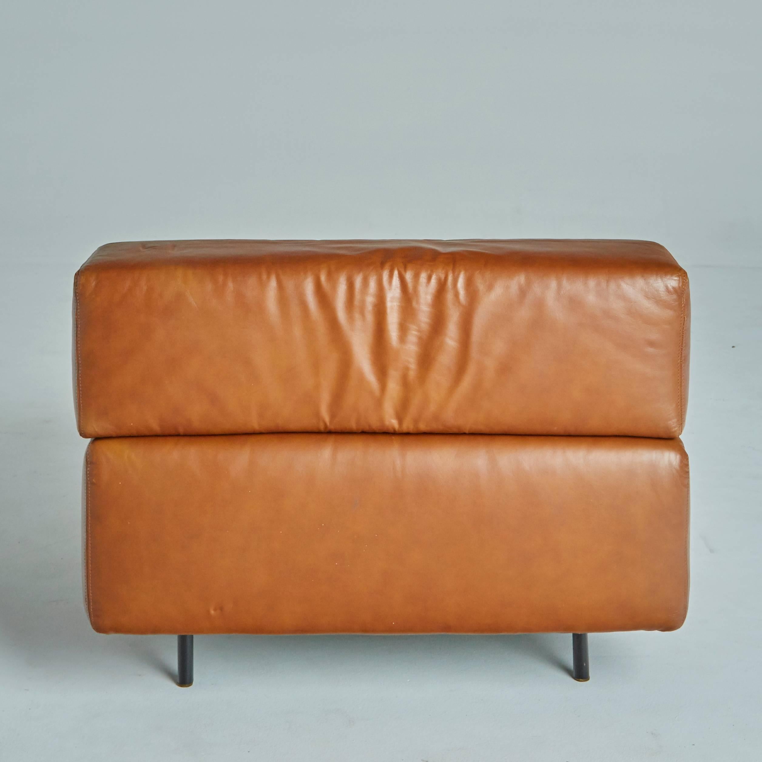 Mid-20th Century Harvey Probber 'Cubo' Leather Sectional Sofa or Lounge Chairs, Set of 4 (Four)