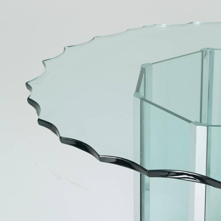Pace Collection Custom 'Chipped Glass' and Chrome Table at 1stdibs