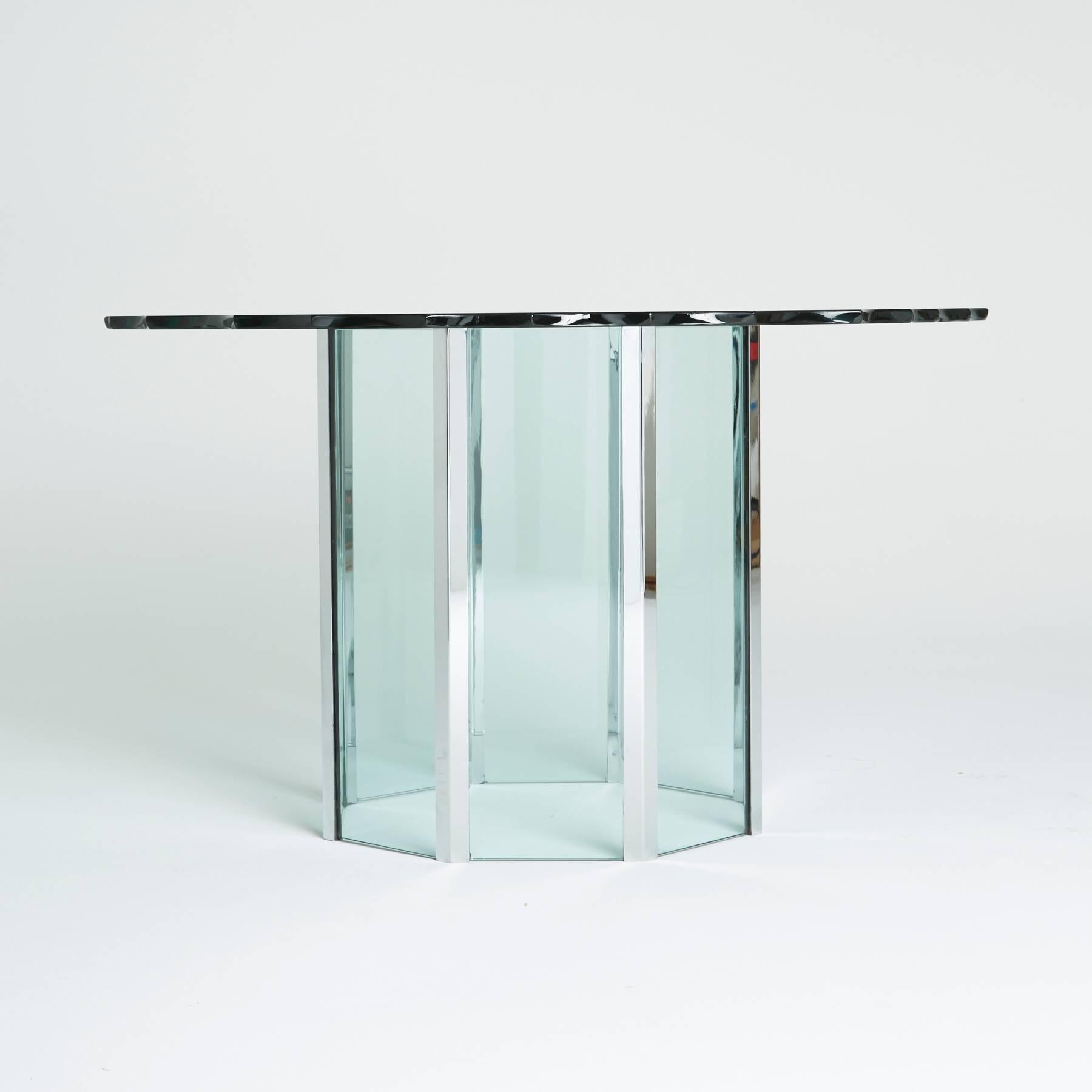 American Pace Collection Custom 'Chipped Glass' and Chrome Table 