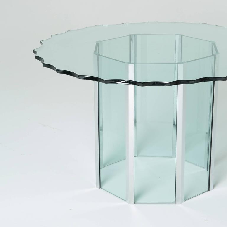 Pace Collection Custom 'Chipped Glass' and Chrome Table at 1stDibs