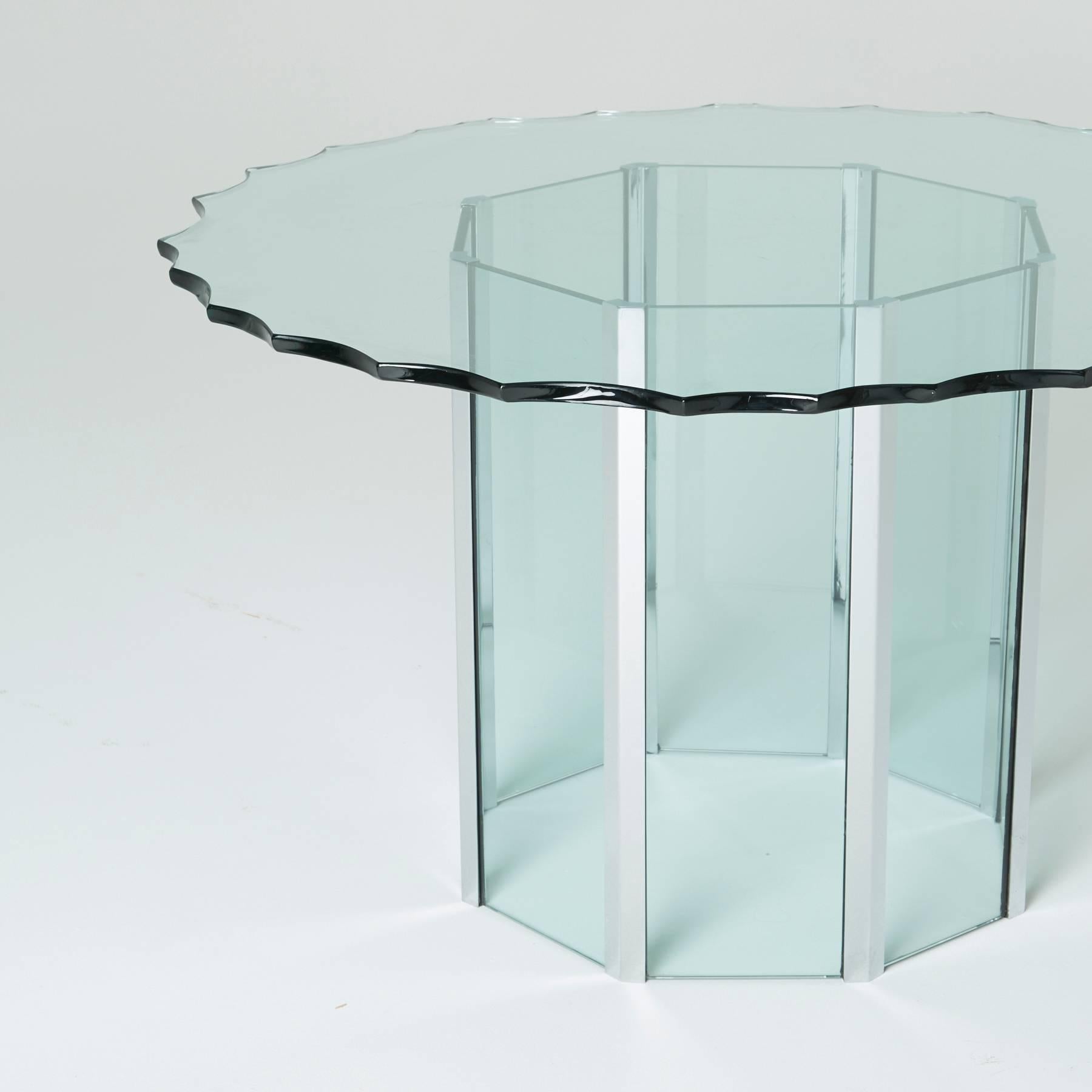 Late 20th Century Pace Collection Custom 'Chipped Glass' and Chrome Table 