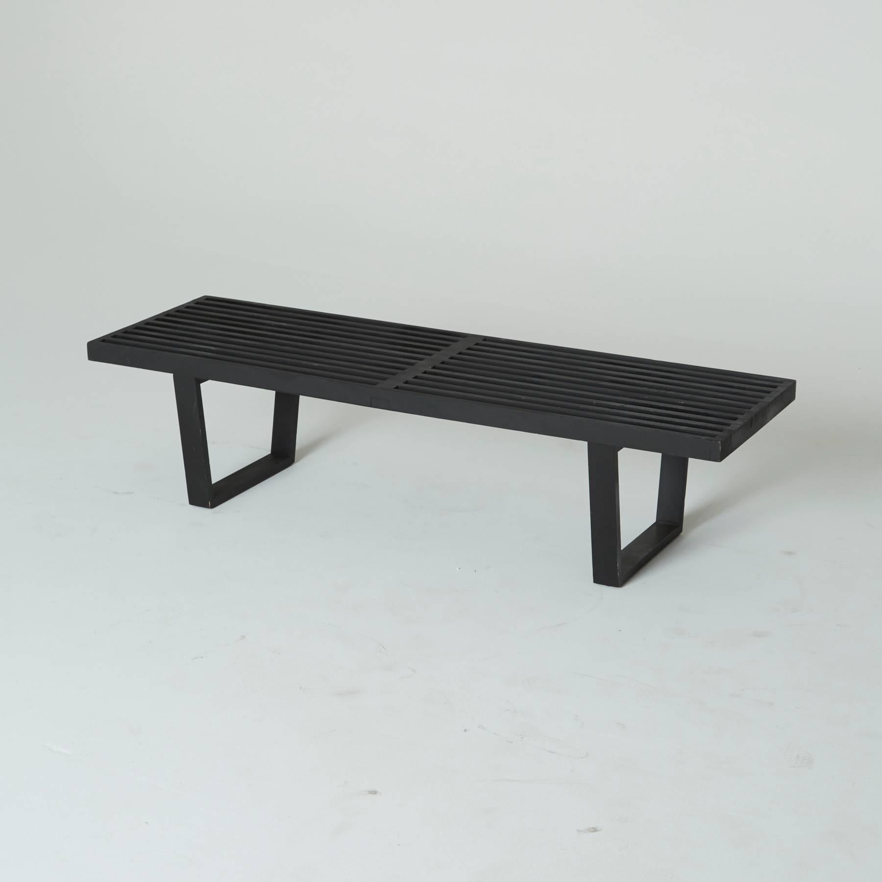 black slat bench