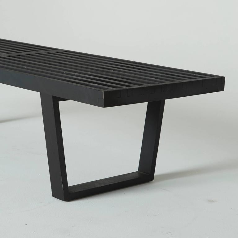Black Slatted Wood Bench by Nelson for Herman Miller at 1stDibs