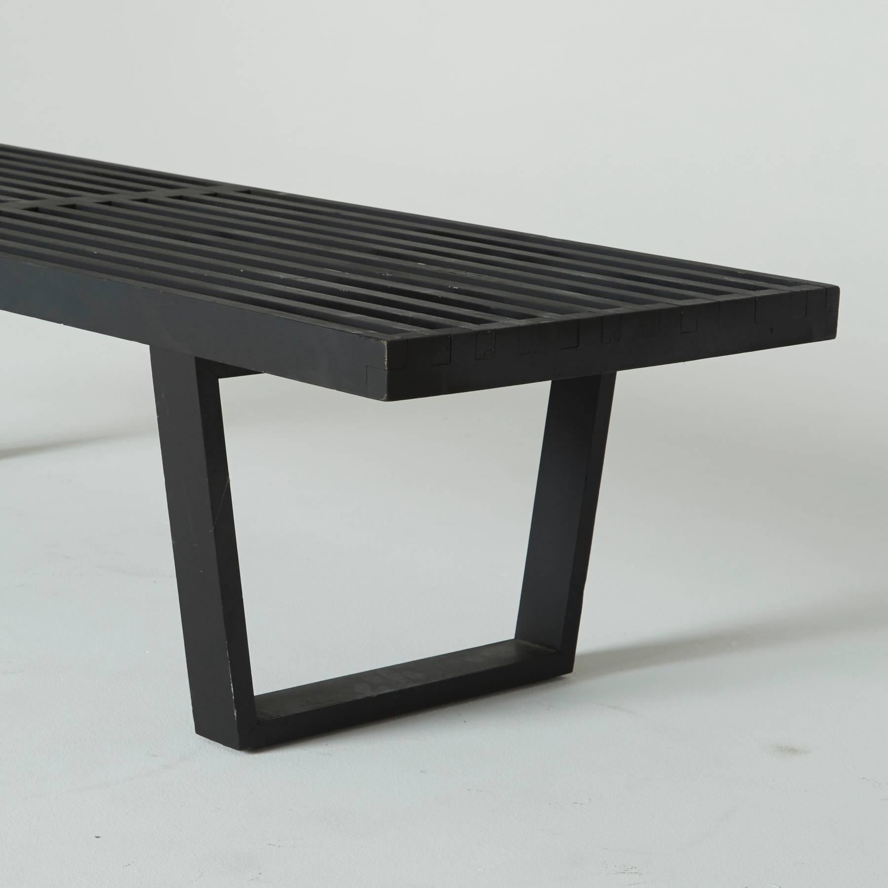 American Black Slatted Wood Bench by George Nelson for Herman Miller