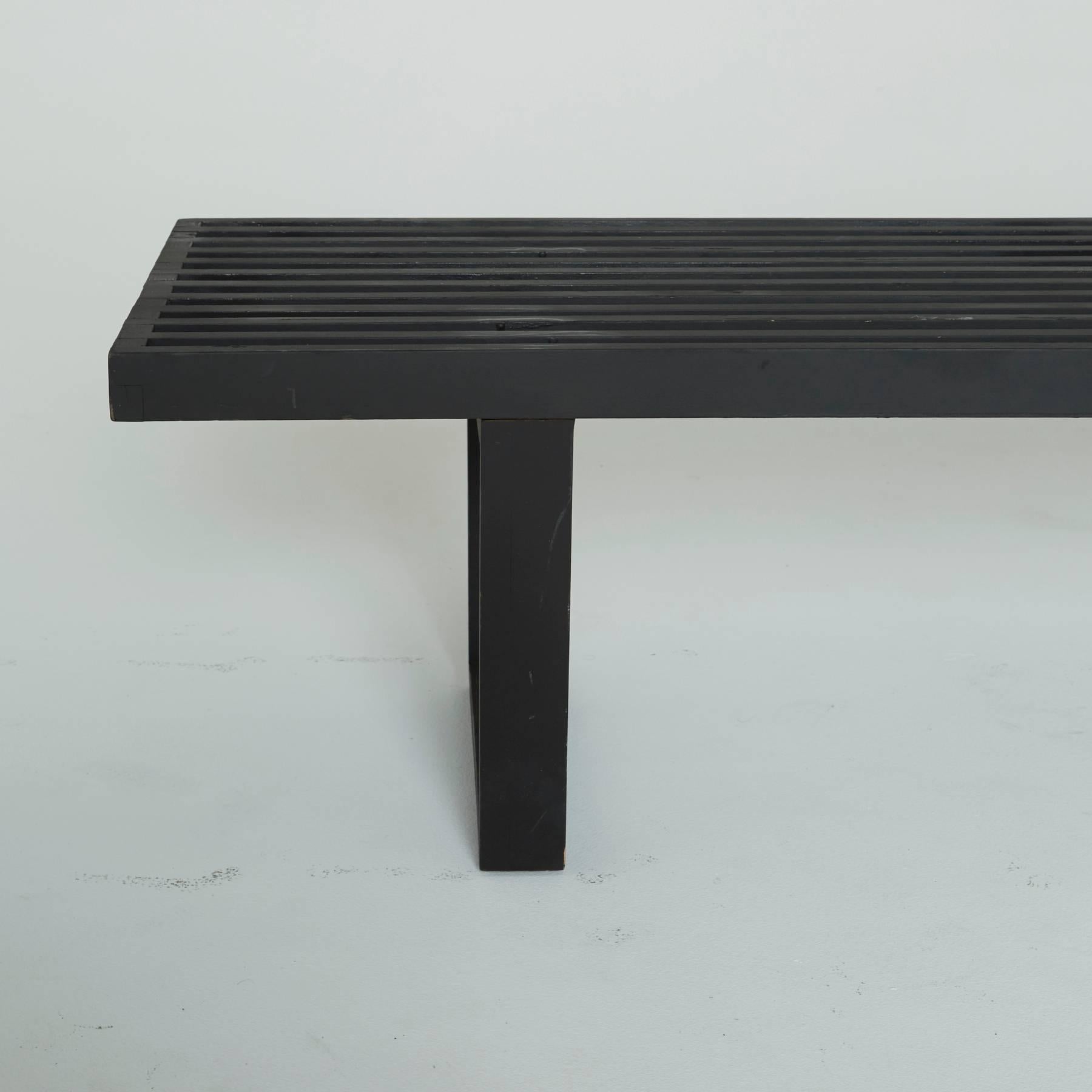 Black Slatted Wood Bench by George Nelson for Herman Miller In Excellent Condition In Los Angeles, CA