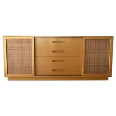 Vintage Harvey Probber Lacquered Credenza or Sideboard with Caning 
