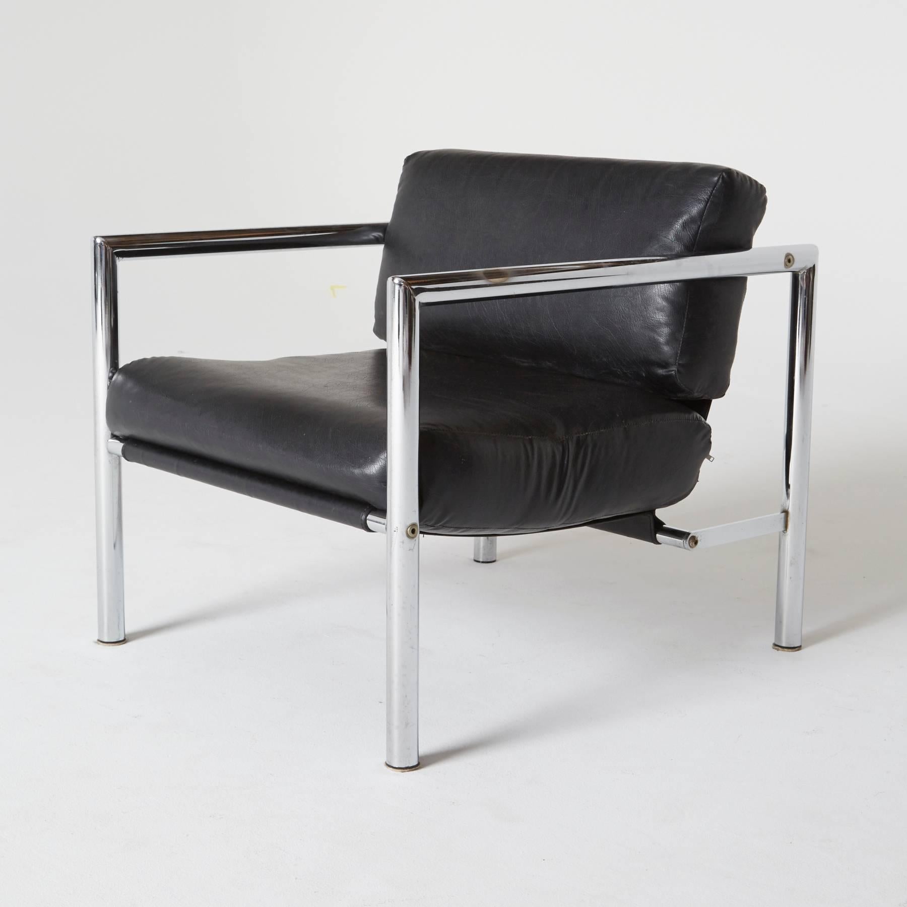 Mid-Century Modern 1960s Martin Visser Style Modern Chrome Lounge Chair