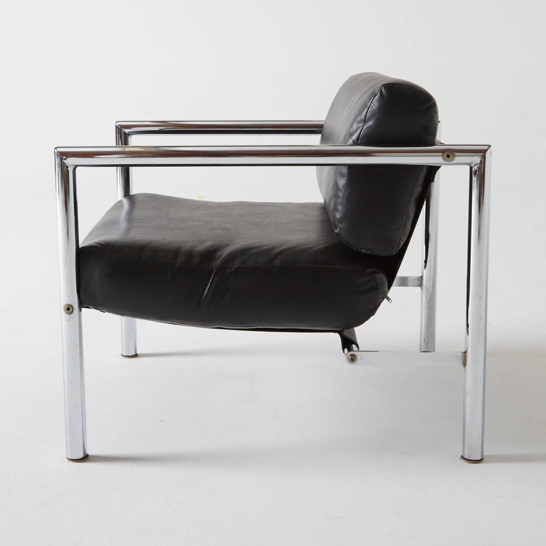 1960s Martin Visser Style Modern Chrome Lounge Chair In Excellent Condition In Los Angeles, CA
