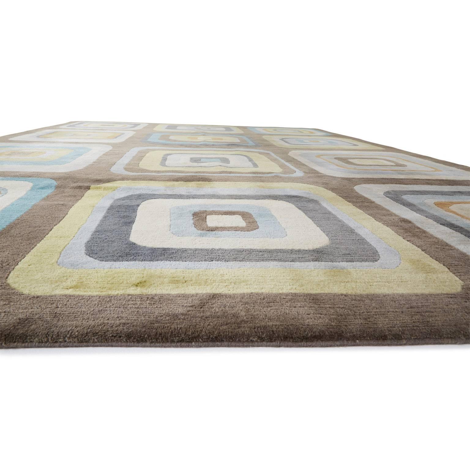 Angela Adams Geometric Custom Designed Wool Area Rug In Excellent Condition In Los Angeles, CA