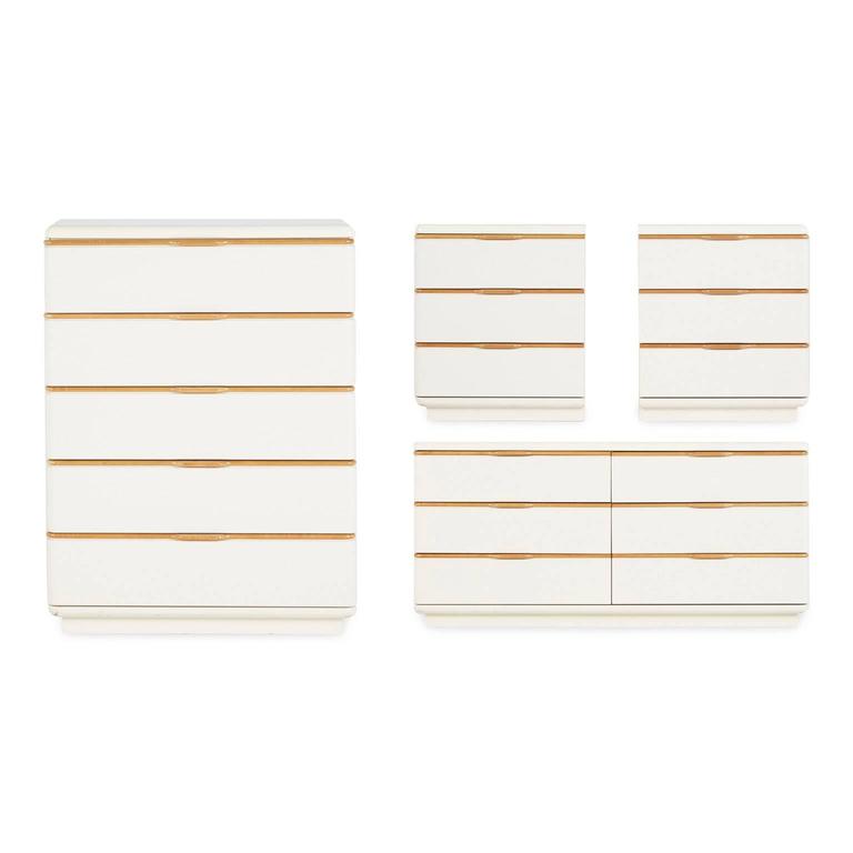 Lane Five Piece Cream Lacquered Bedroom Set Circa 1970s At