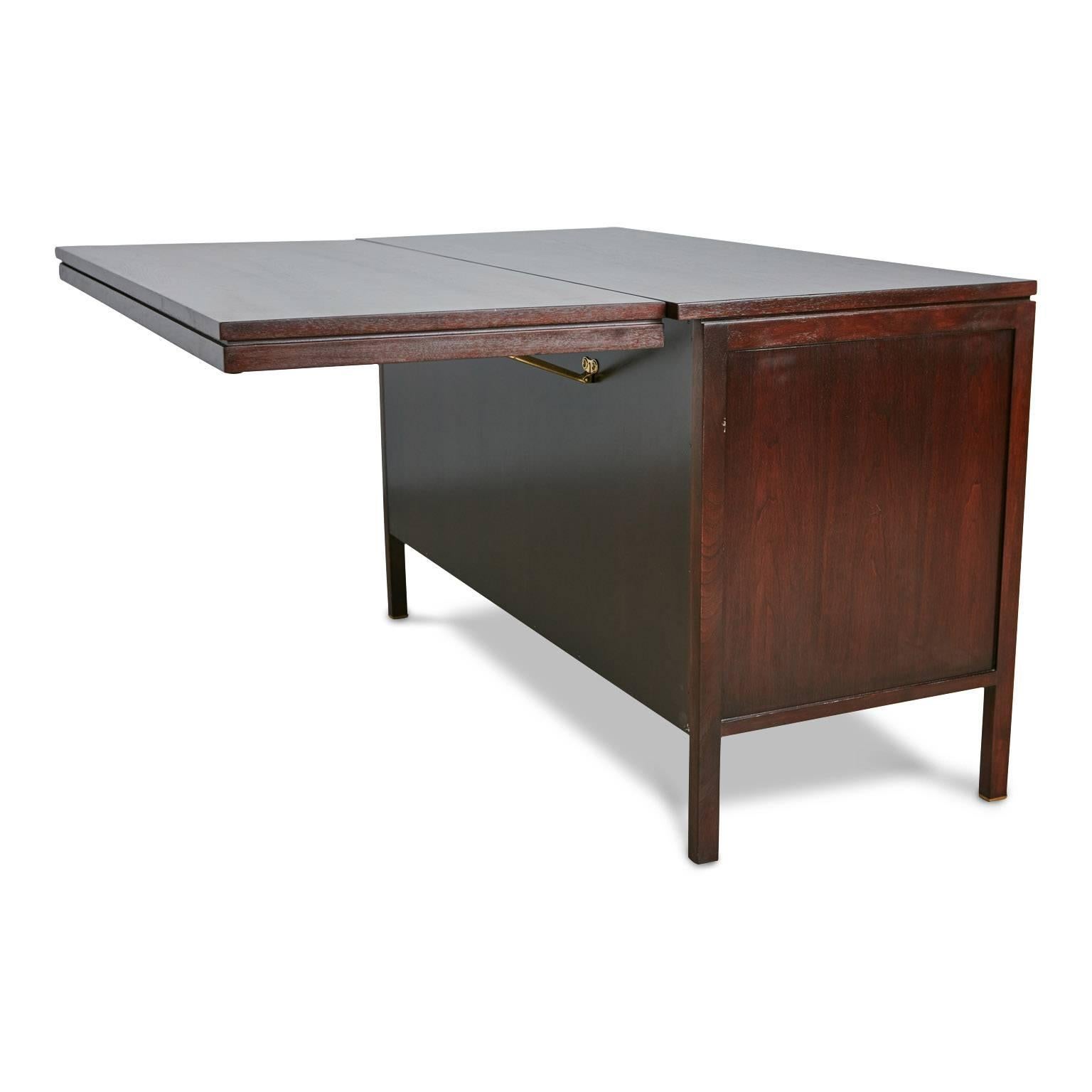 American Edward Wormley for Dunbar Tambour Credenza with Pop-Up Table, circa 1960