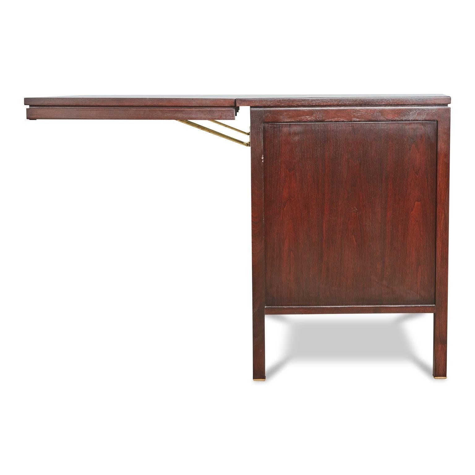 Mid-Century Modern Edward Wormley for Dunbar Tambour Credenza with Pop-Up Table, circa 1960