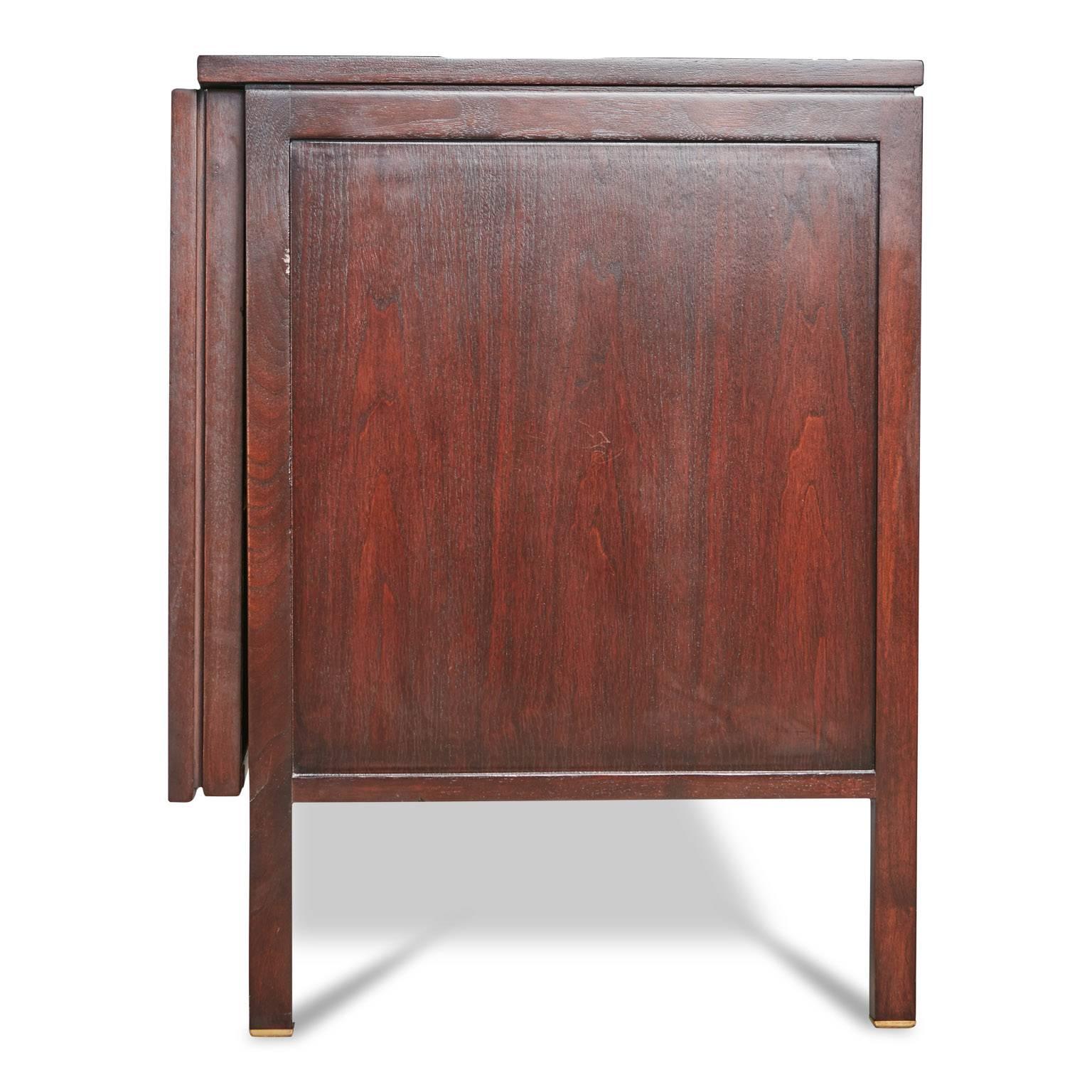 Edward Wormley for Dunbar Tambour Credenza with Pop-Up Table, circa 1960 In Excellent Condition In Los Angeles, CA