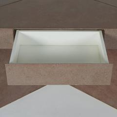 Pastel Pink Triangular Lacquered Corner Table, circa 1980s