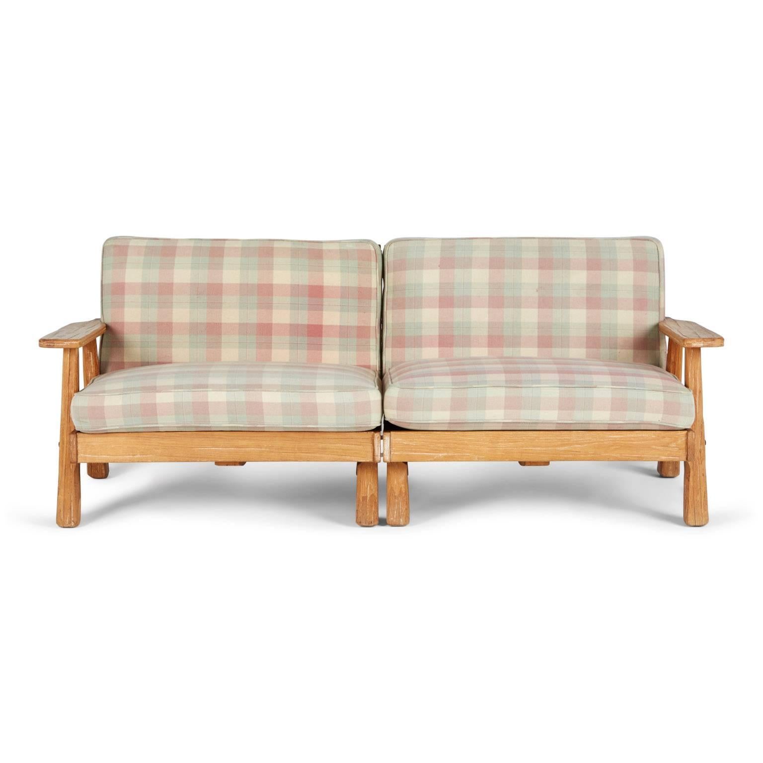 Rustic, simplistic, solidly constructed seating set from manufacturer A. Brandt Company, Inc. who were based in Fort Worth, Texas. The company debuted the Ranch Oak furniture line in Fort Worth in 1938 and continued manufacturing this collection