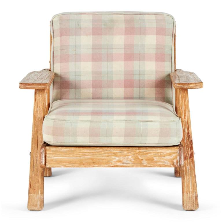 A. Brandt Ranch ThreePiece Textured Oak Seating Set, circa 1950s For