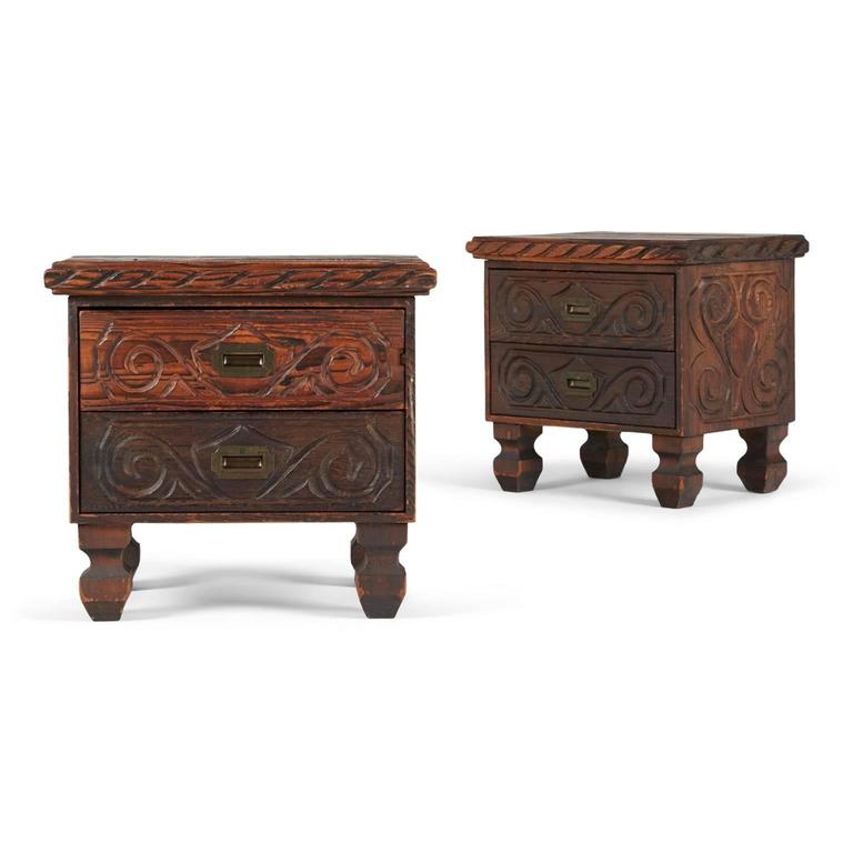 William Westenhaver for WITCO, Pair of Exotic Carved Nightstands, circa