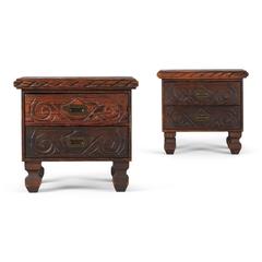 William Westenhaver for WITCO, Pair of Exotic Carved Nightstands, circa 1950