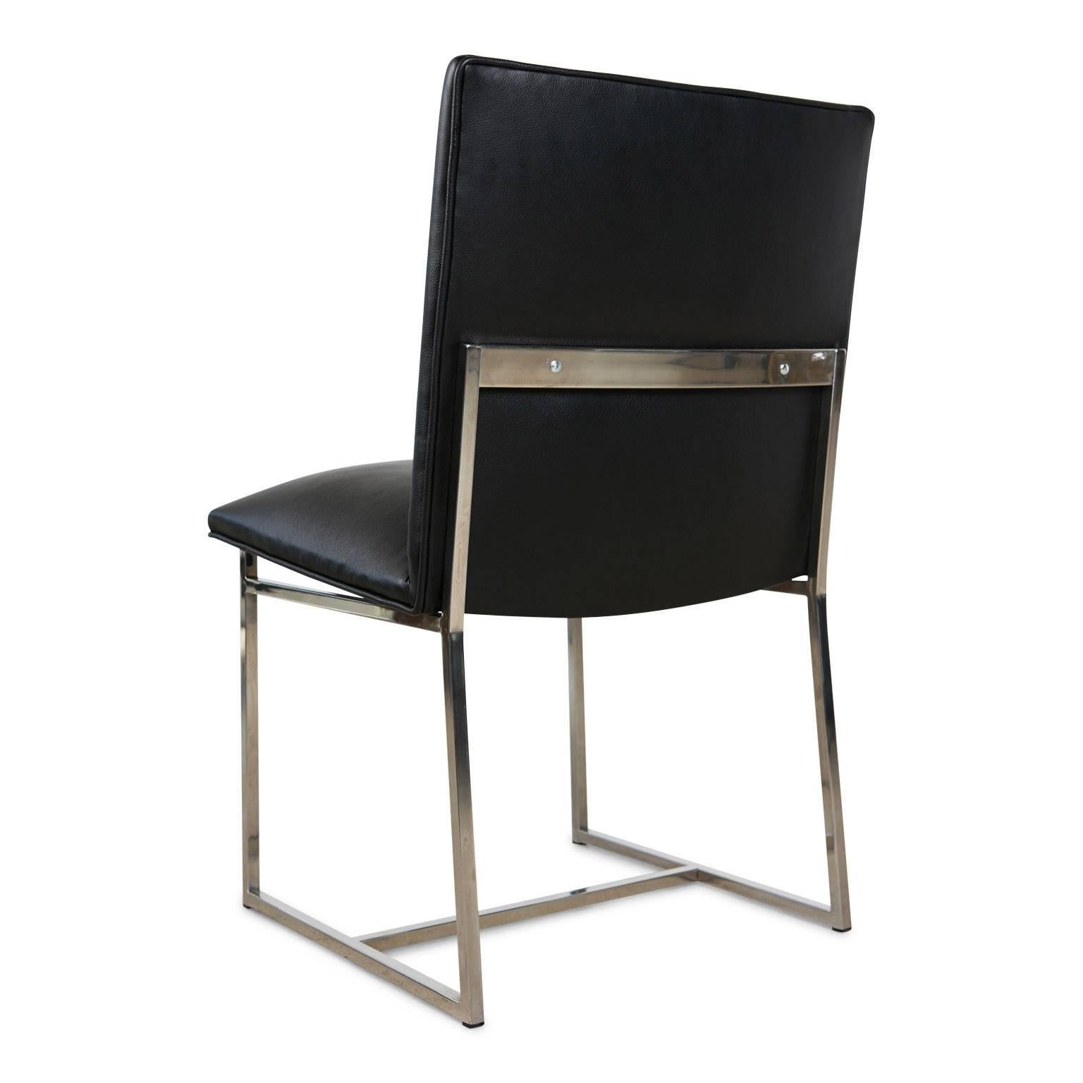 Late 20th Century Set Milo Baughman 8 Dining Chairs Reupholstered in Edelman Leather, circa 1970