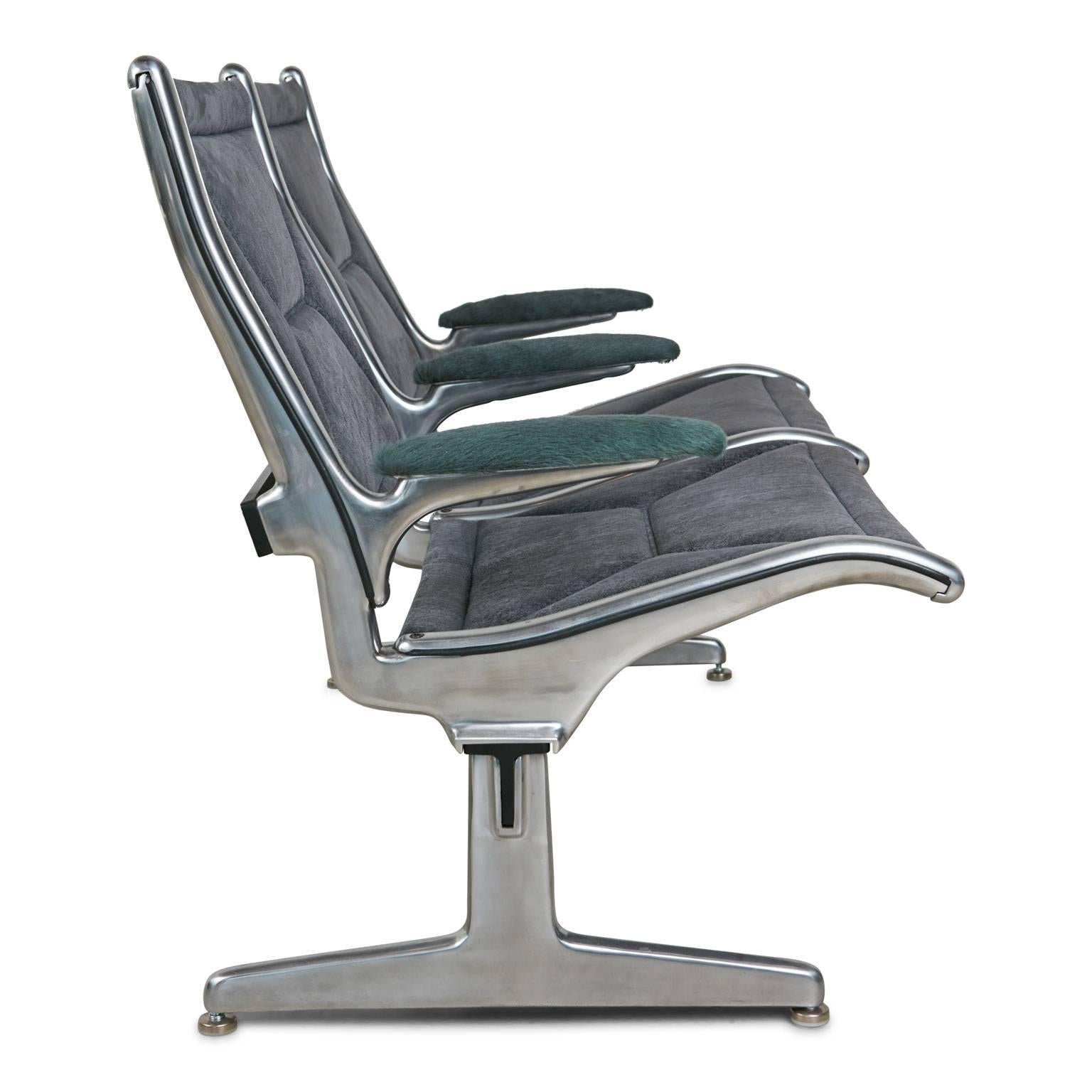 Mid-Century Modern Tandem Sling by Eames for Herman Miller, Restored in Edelman Leather, circa 1962